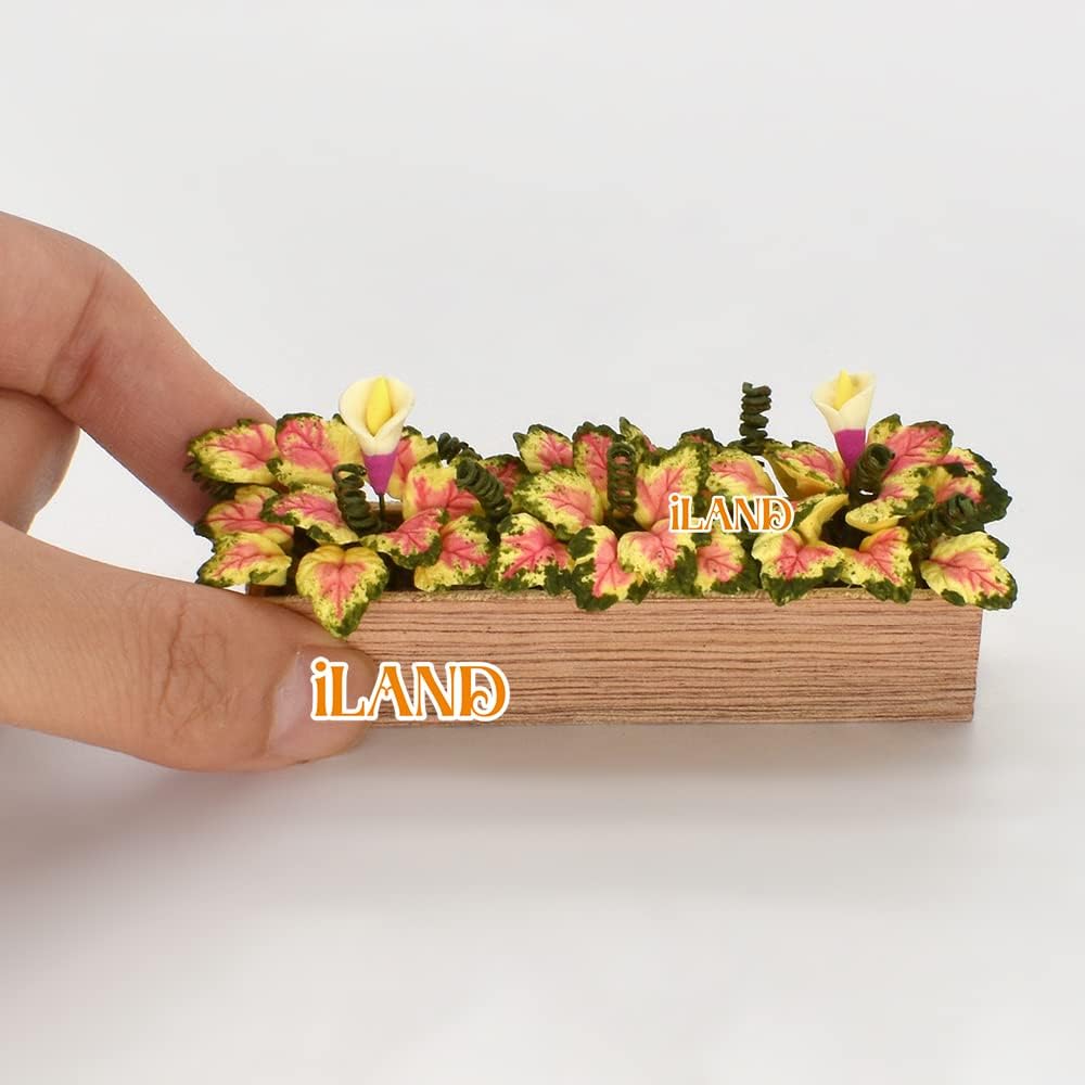 1:12 Scale Miniature Dollhouse Plants Accessories 2 Pcs Caladium Miniature Plants