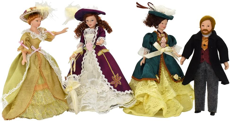 1:12 Scale Victorian Dollhouse Furniture Set Miniature Servant Dolls 4Pcs For Miniature Dollhouse