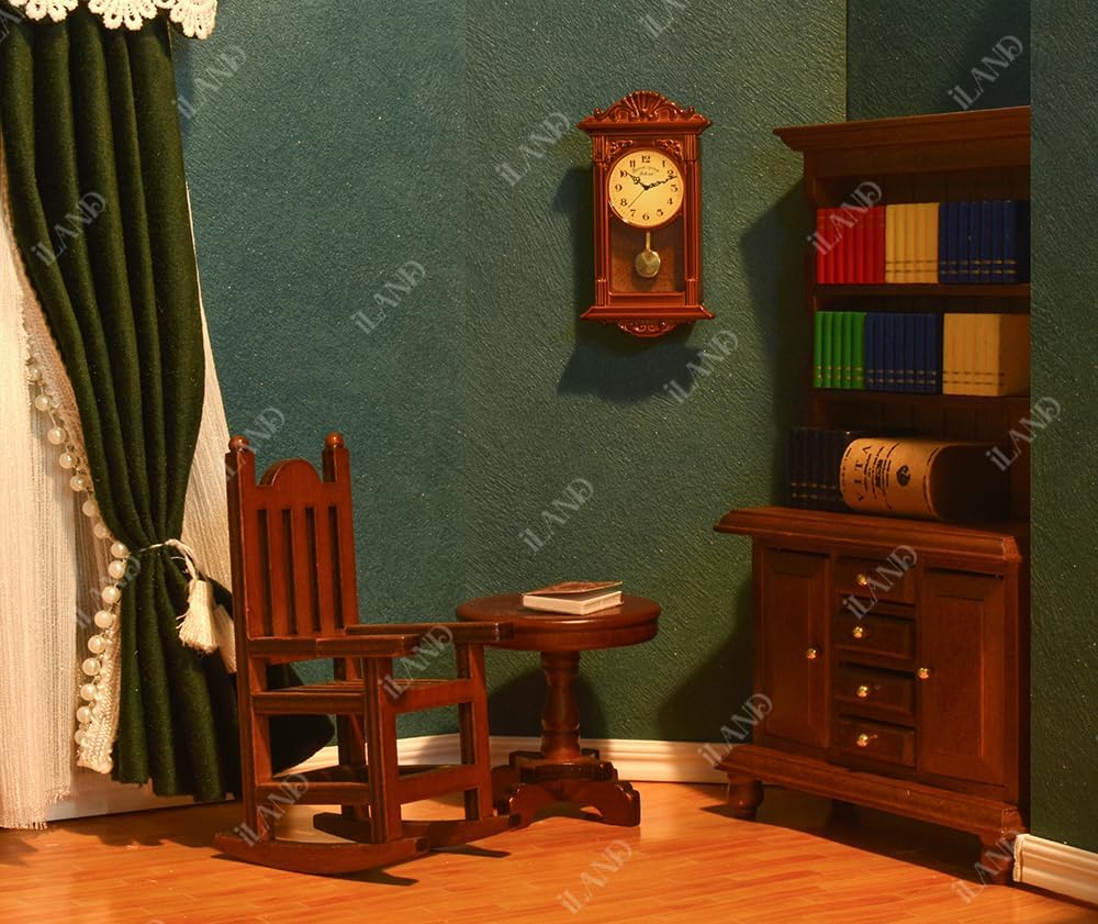 1:12 Scale Miniature Dollhouse Furniture Set Classic 4Pcs Chair Table Bookshelf Rug