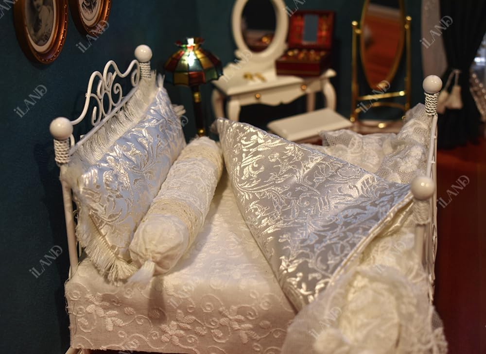 1:12 Scale Miniature Fabric Bundle With Laces DIY Dollhouse Bedding Curtains Cushions Tablecloths For Doll Making Gorgeous Arias