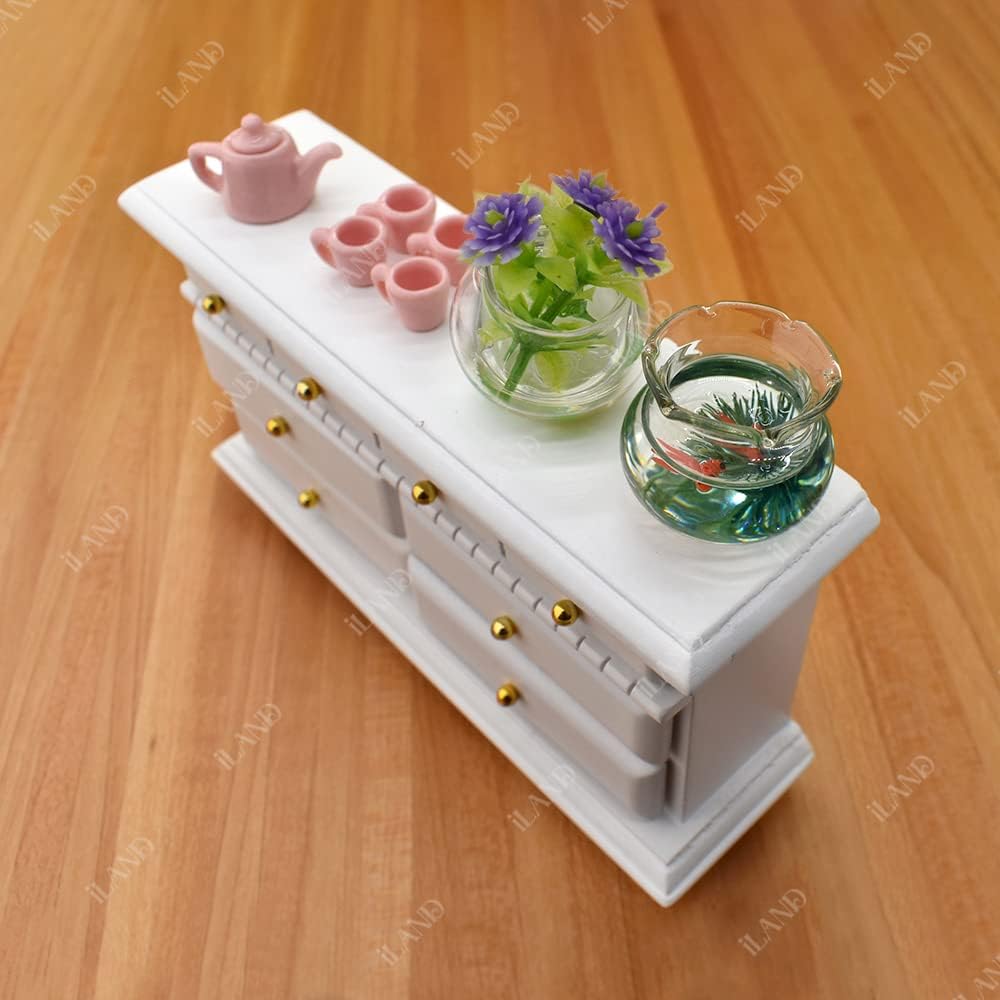 1:12 Scale Wooden Dollhouse Furniture Pink Bedroom Set With Piano Miniature Dollhouse Accessories For Girls