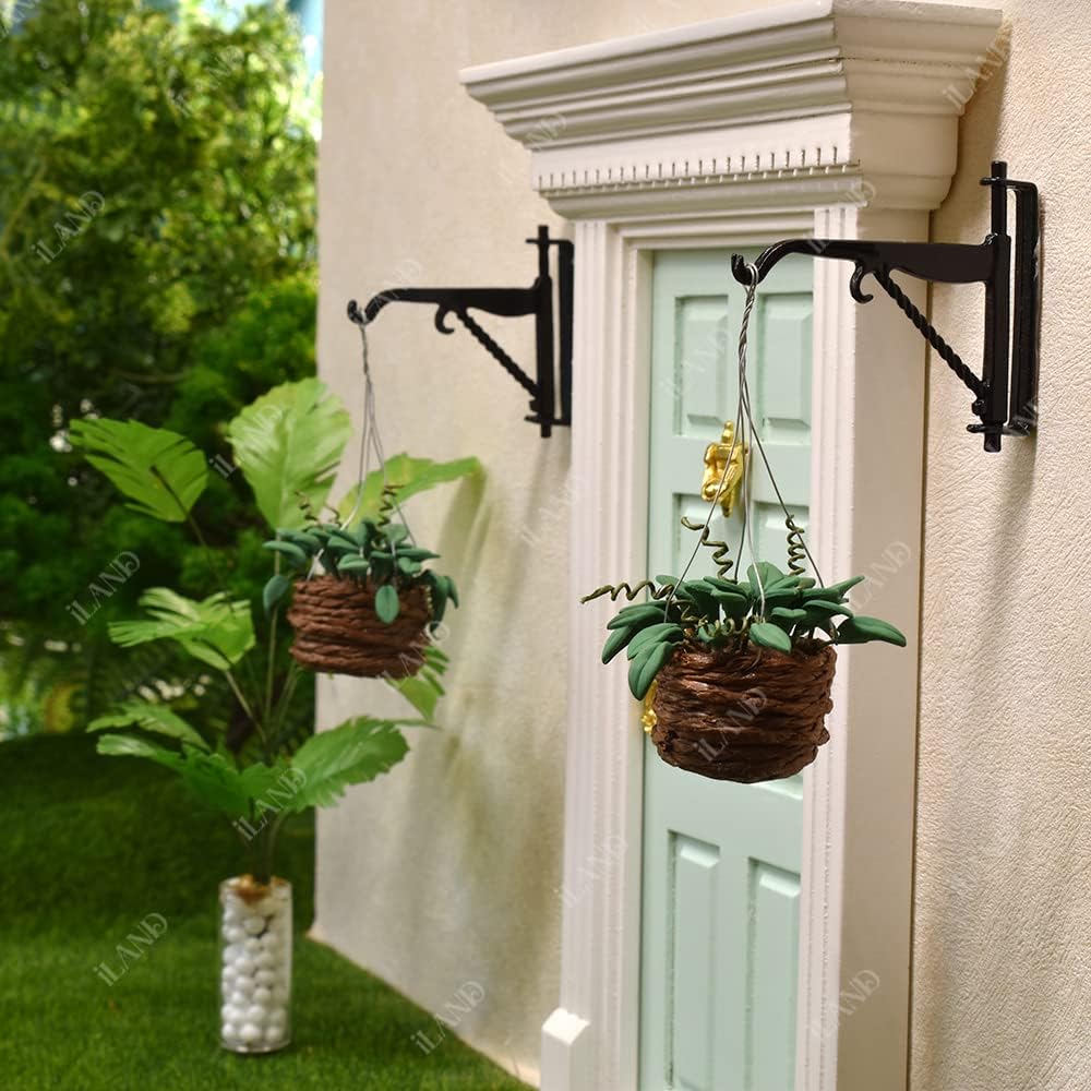 1:12 Scale Miniature Dollhouse Accessories Green Plants With Wall Hooks Set Miniature Furniture For Dollhouse Decor