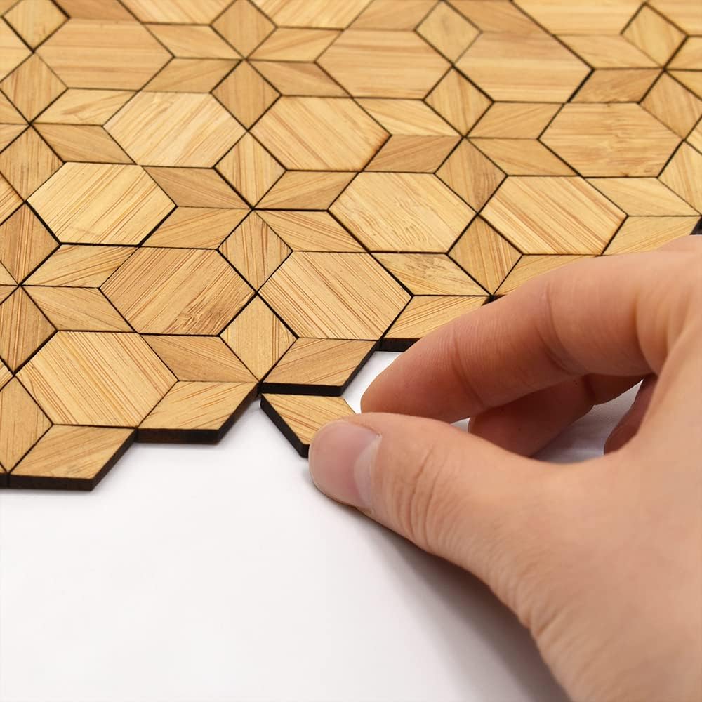1:12 Scale Bamboo Flooring Miniature Dollhouse Varnished Wooden Floor Boards Diamond Shape 96Pcs