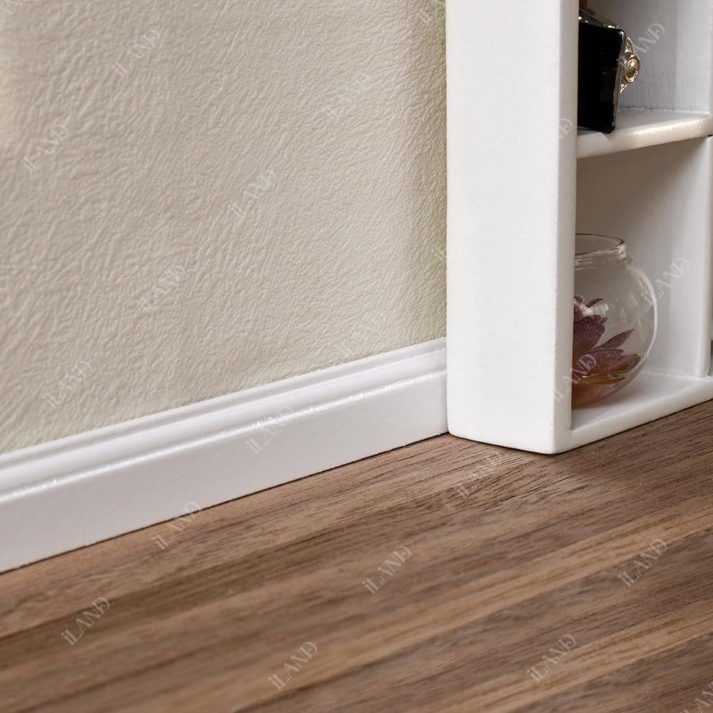1:12 Scale Wooden Dollhouse Trims Skirting Board Moulding Cornice Miniature Dollhouse Accessories 17 Inch Long 18 Pieces Luxurious White