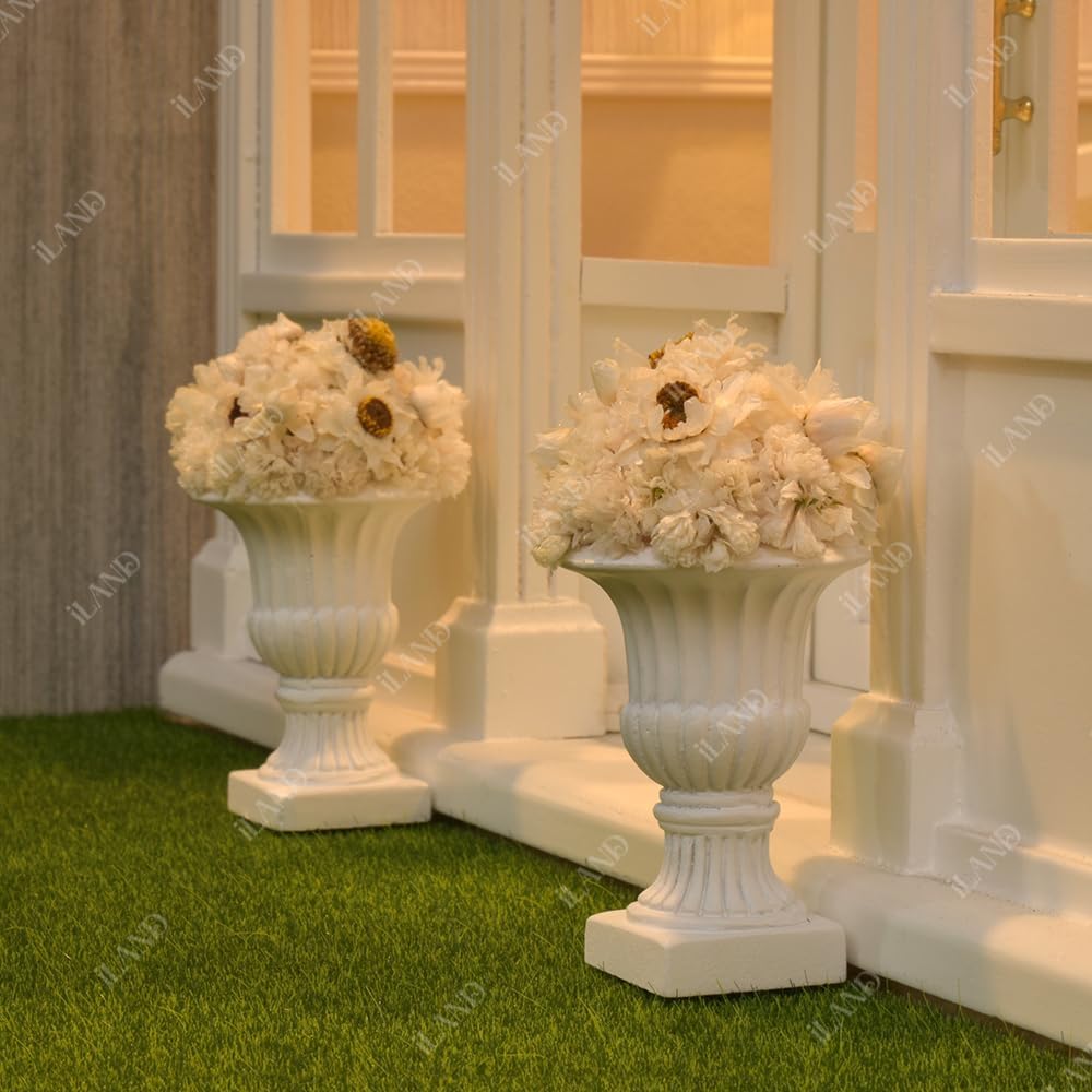 1:12 Scale Miniature Urn Planters 2pcs For Dollhouse Garden Fairy Garden Accessories Wedding Table Decor Miniature Dollhouse Furniture