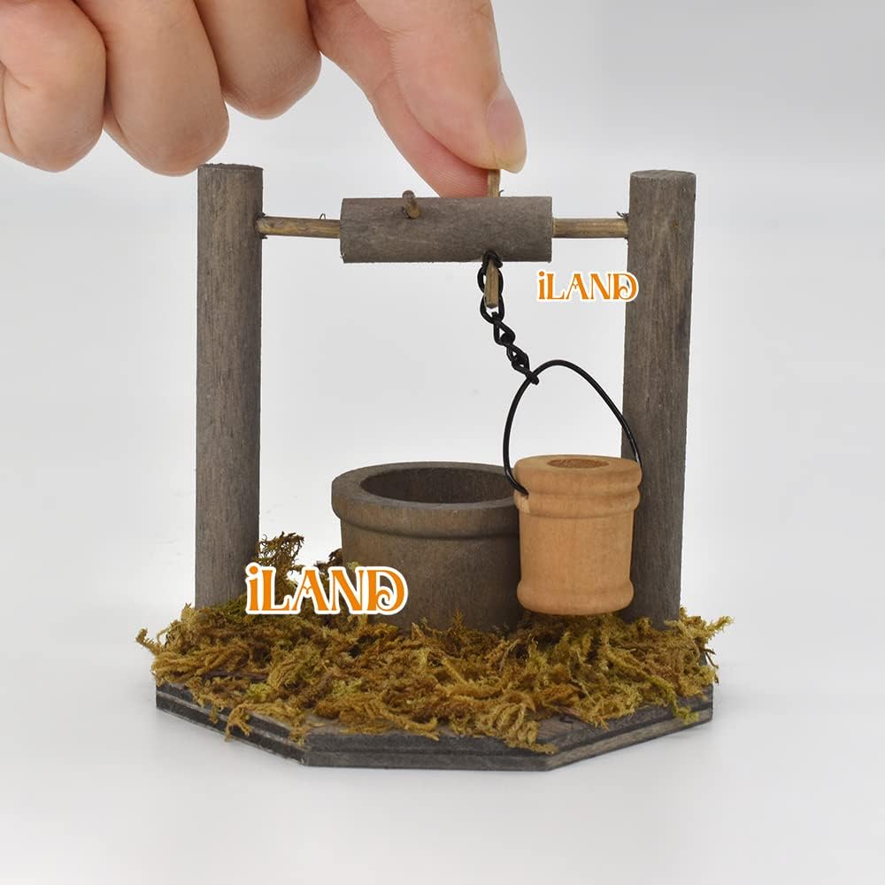 1:12 Scale Dollhouse Farm Set With Wooden Wishing Well Ax Firewood Chicken Coop Birdhouse Mini Bridge Miniature Furniture For Nativity Scene