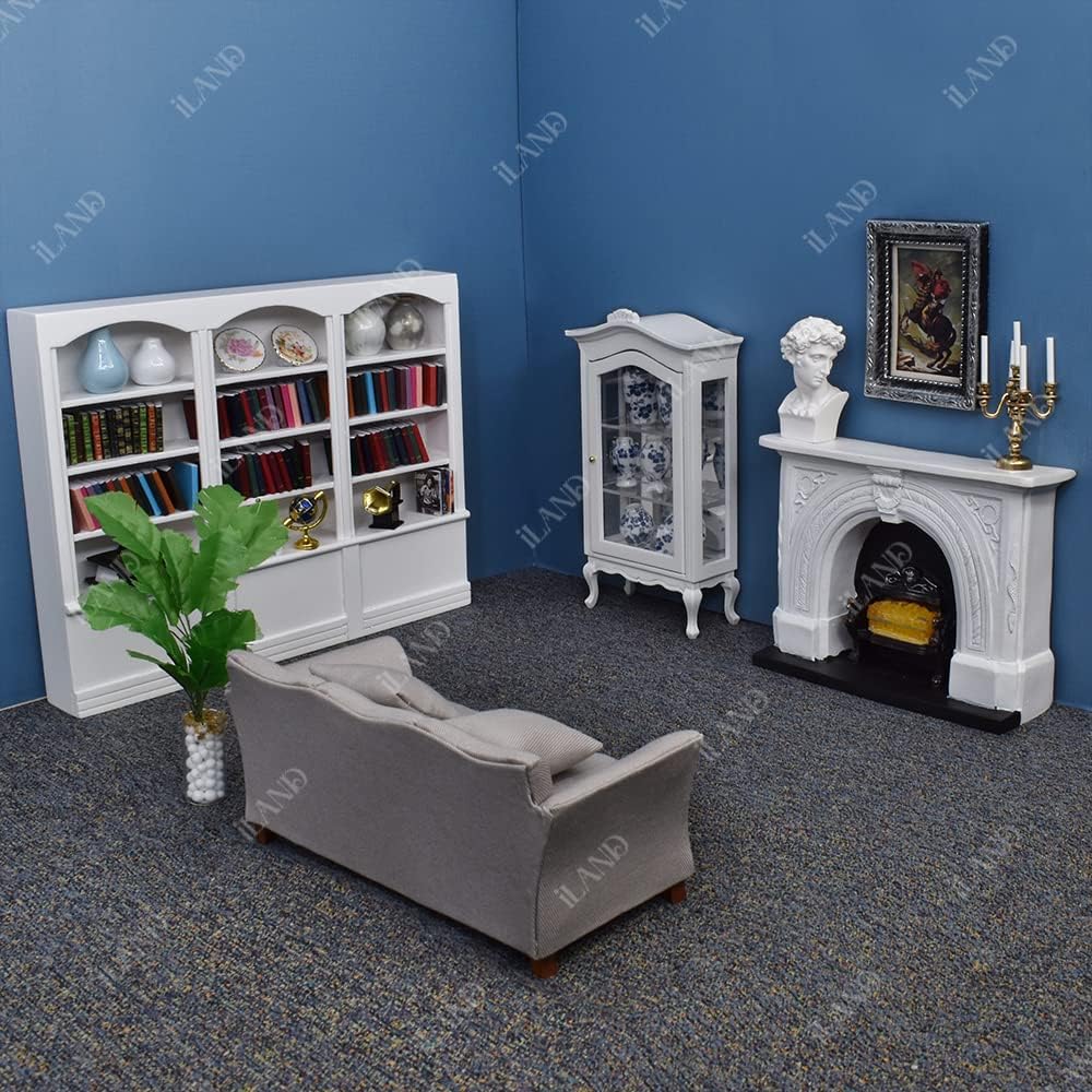 1:12 Scale Modern Miniature Sofa Dollhouse Furniture For Living Room Khaki Drills
