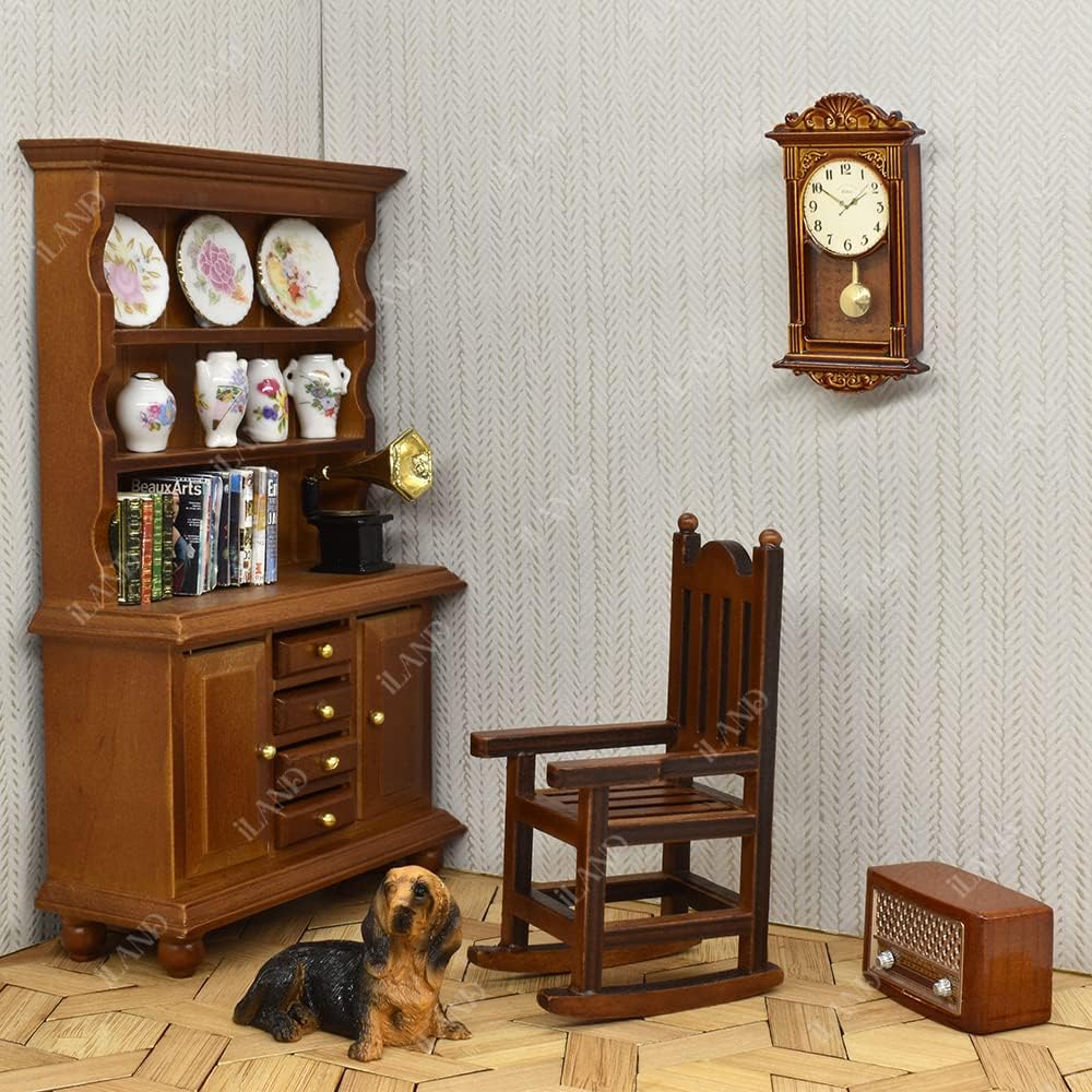 1:12 Scale Miniature Dollhouse Pet Dogs Set 4Pcs Hand Painted Realistic Miniature Figures Including Cocker Spaniel Dalmatian Basset Hound German Hunt Terrier Dog Cake Toppers