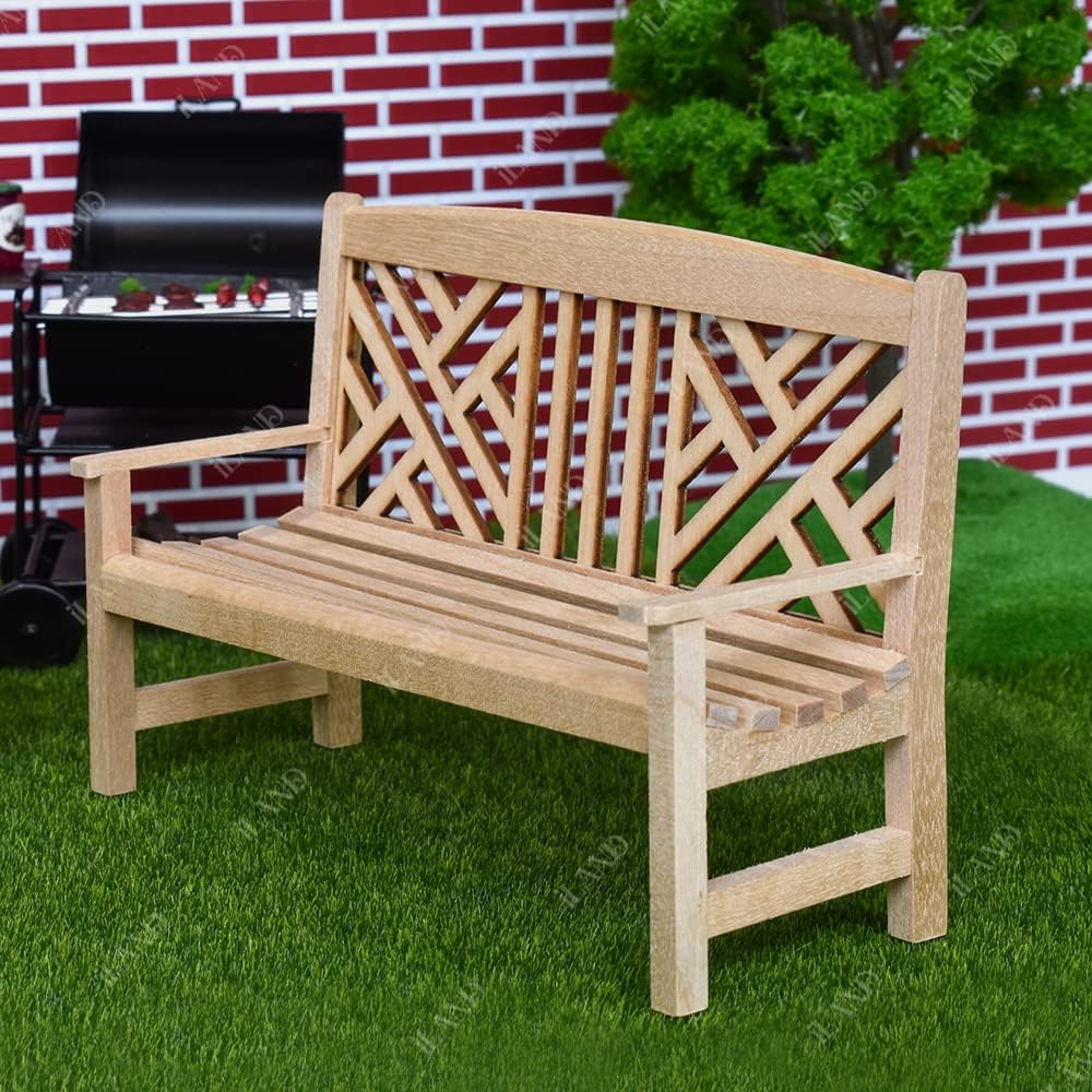 1:12 Scale Miniature Dollhouse Furniture Set With Swing Patio Table Chairs And Charcoal Grill For Fairy Garden Decor