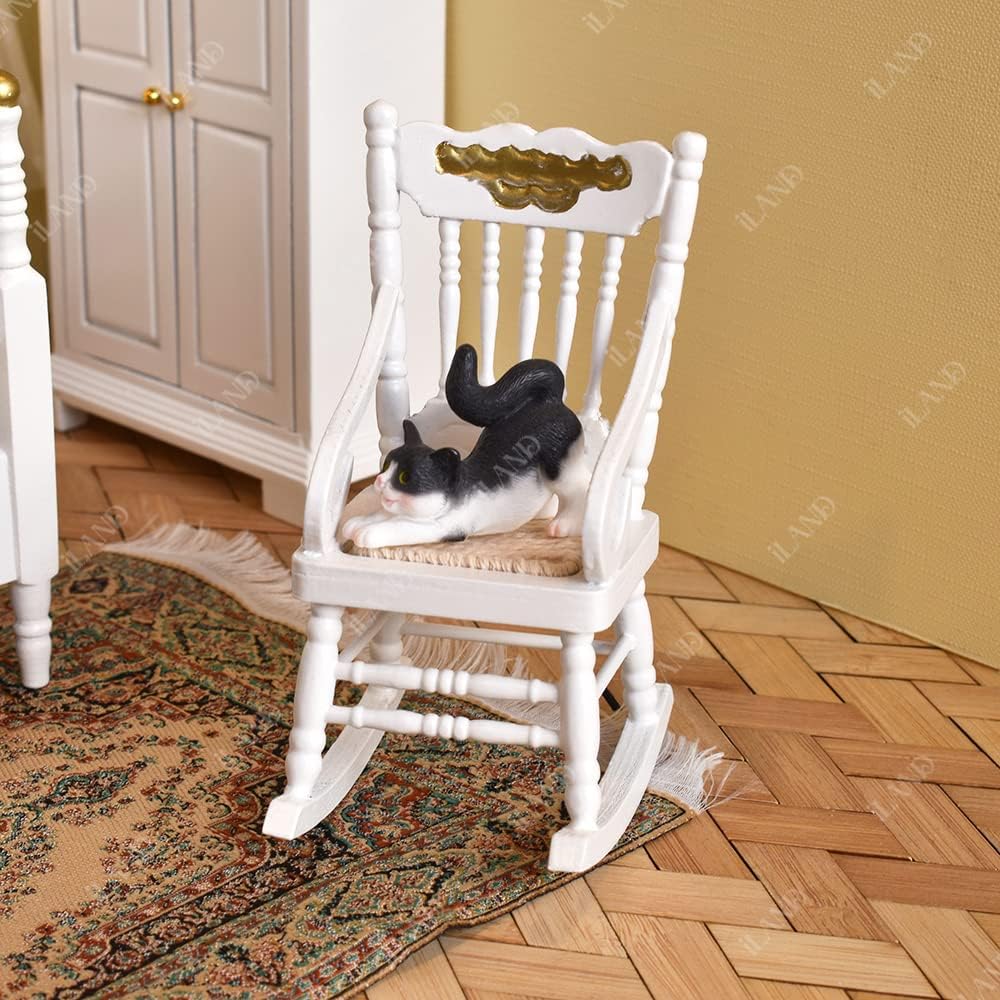 1:12 Scale Realistic Cat Figurine With Dollhouse Accessories Hand Painted Miniature Cat Decor Cake Topper