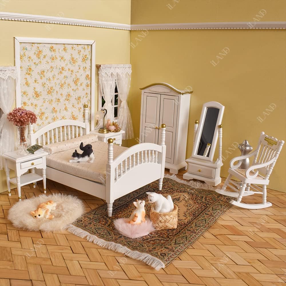 1:12 Scale Realistic Cat Figurine With Dollhouse Accessories Hand Painted Miniature Cat Decor Cake Topper