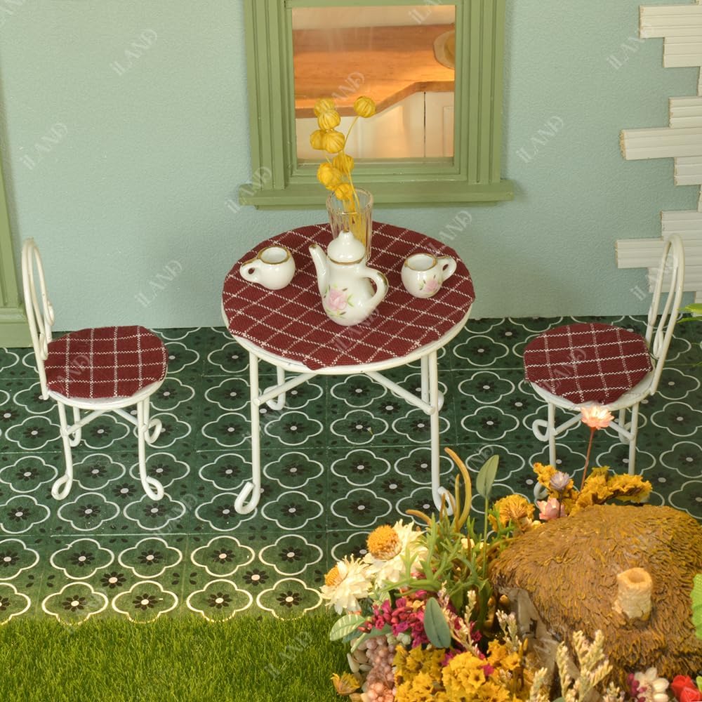 1:12 Scale 1:6 Scale Miniature Dollhouse Floor Tiles Double Sided 30PCS French Green Floral Colorful Terrazzo Miniature Furniture Accessories