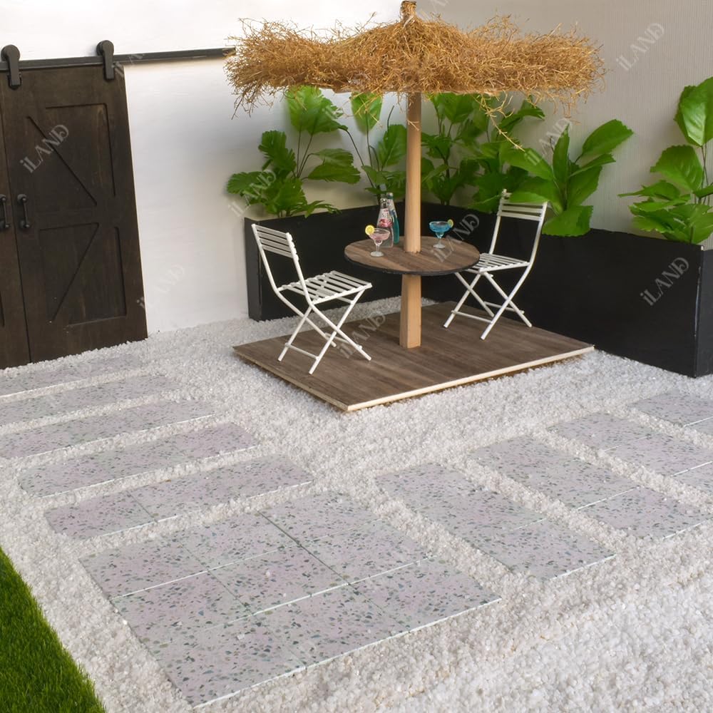 1:12 Scale 1:6 Scale Miniature Dollhouse Floor Tiles Double Sided 30PCS French Green Floral Colorful Terrazzo Miniature Furniture Accessories