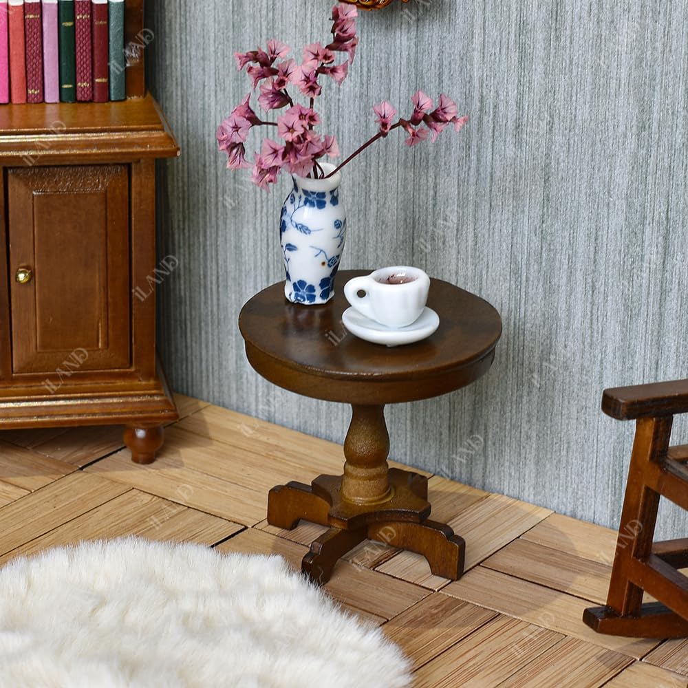 1:12 Scale Miniature Dollhouse Furniture Set Classic 4Pcs Chair Table Bookshelf Rug