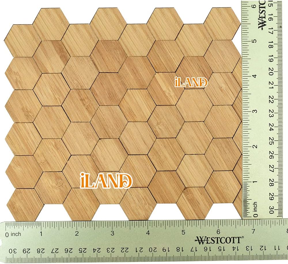1:12 Scale Bamboo Dollhouse Flooring Miniature Wooden Floor Boards Hexagonal 48Pcs
