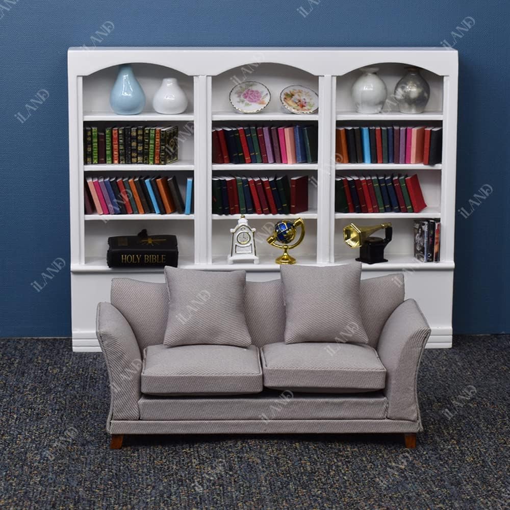 1:12 Scale Modern Miniature Sofa Dollhouse Furniture For Living Room Khaki Drills