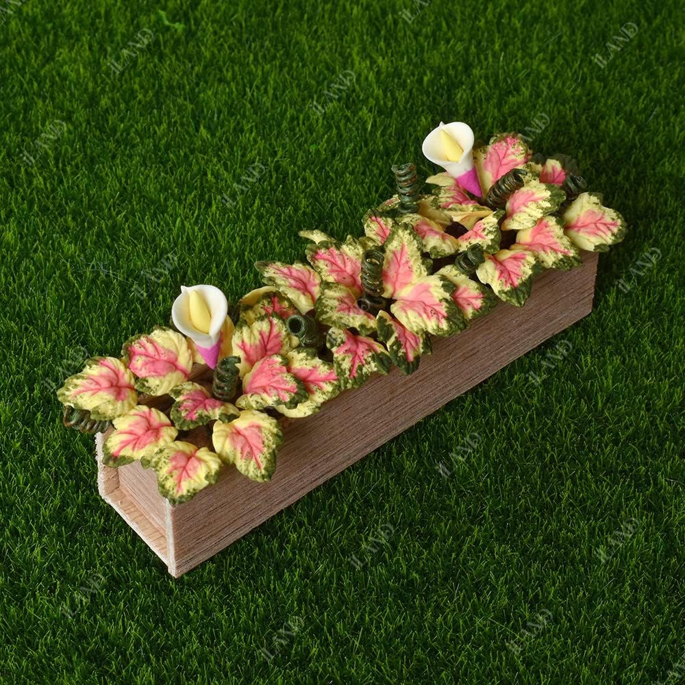 1:12 Scale Miniature Dollhouse Plants 2Pcs Caladium Miniature Dollhouse Accessories