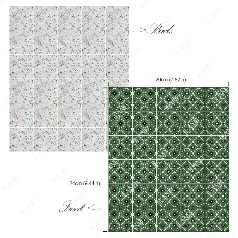1:12 Scale 1:6 Scale Miniature Dollhouse Floor Tiles Double Sided 30PCS French Green Floral Colorful Terrazzo Miniature Furniture Accessories