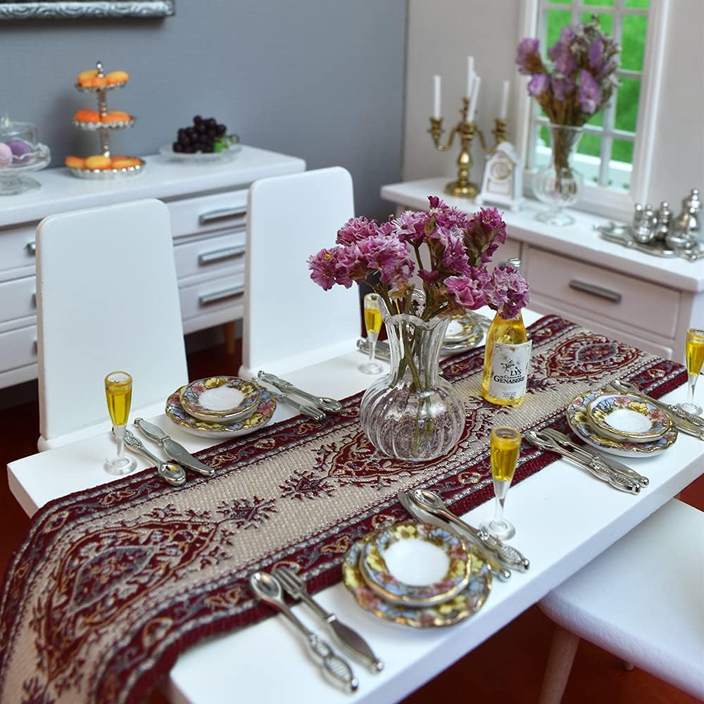 1:12 Scale Miniature Tea Set Tableware And Food For Dollhouse Furniture Elegant Dining Room Accessories