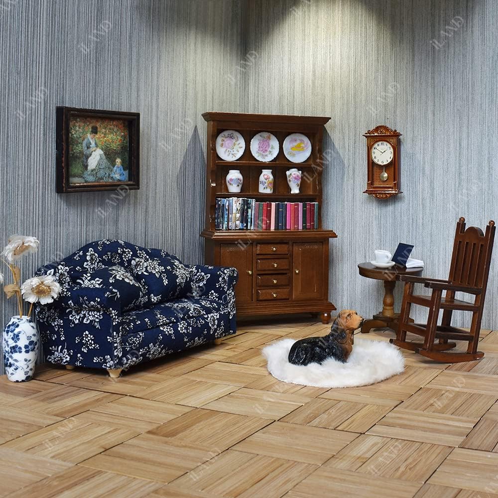 1:12 Scale Miniature Dollhouse Pet Dogs Set 4Pcs Hand Painted Realistic Miniature Figures Including Cocker Spaniel Dalmatian Basset Hound German Hunt Terrier Dog Cake Toppers