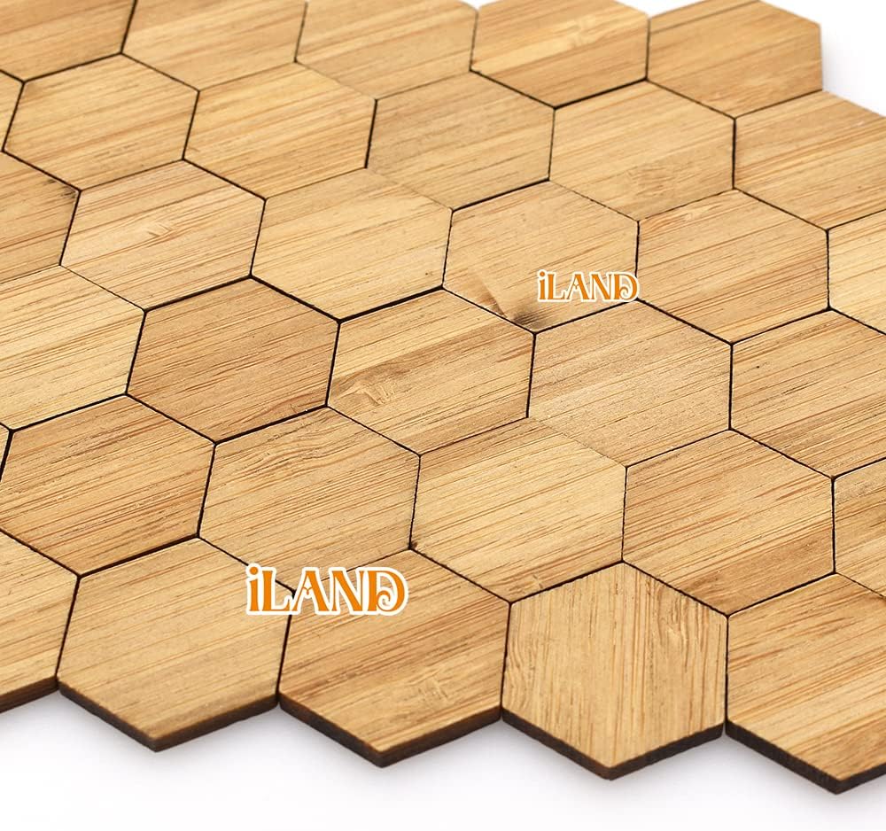 1:12 Scale Bamboo Dollhouse Flooring Miniature Wooden Floor Boards Hexagonal 48Pcs