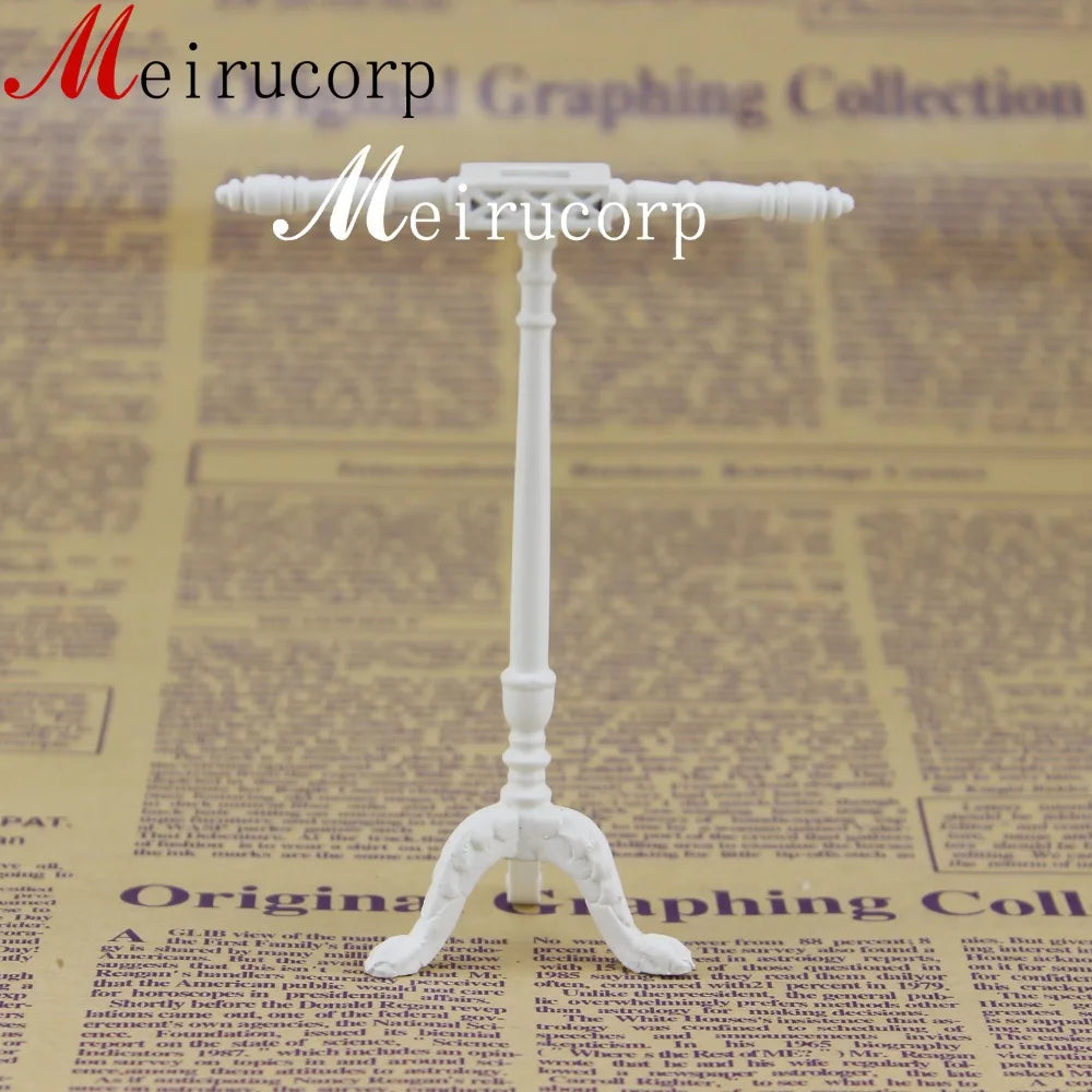 1:12 Scale Miniature Wooden Towel Rack Handcrafted White Bathroom Dollhouse Furniture Accessory
