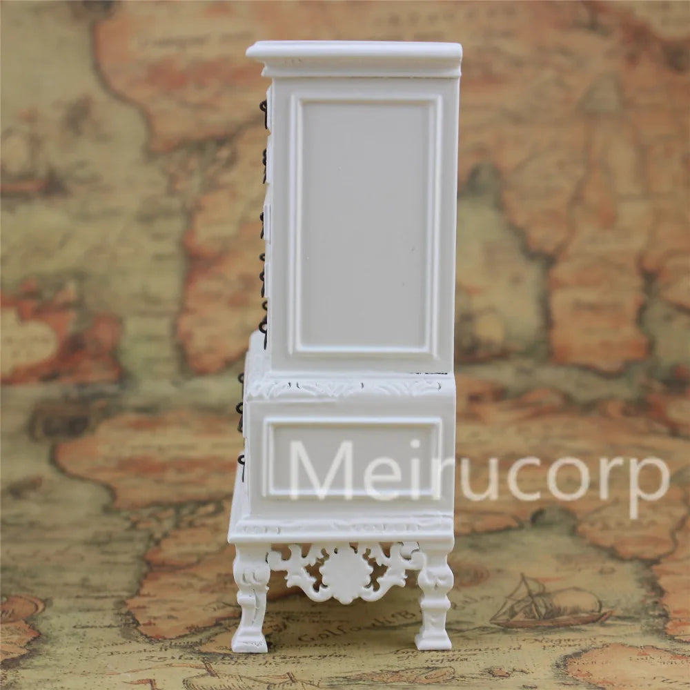 Cajonera de madera blanca en miniatura a escala 1:12 para casa de muñecas - Muebles artesanales