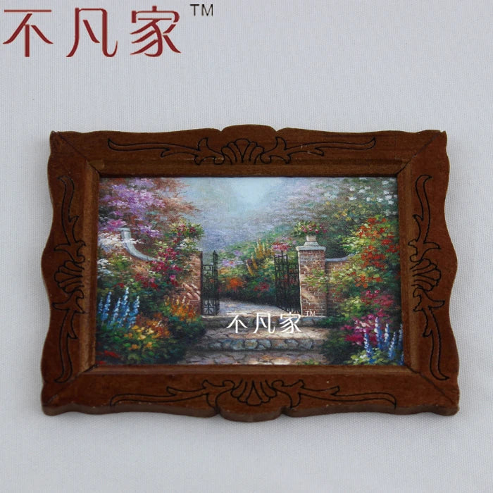Maison de poupée miniature à l'échelle 1:12, cadre en bois avec paysage