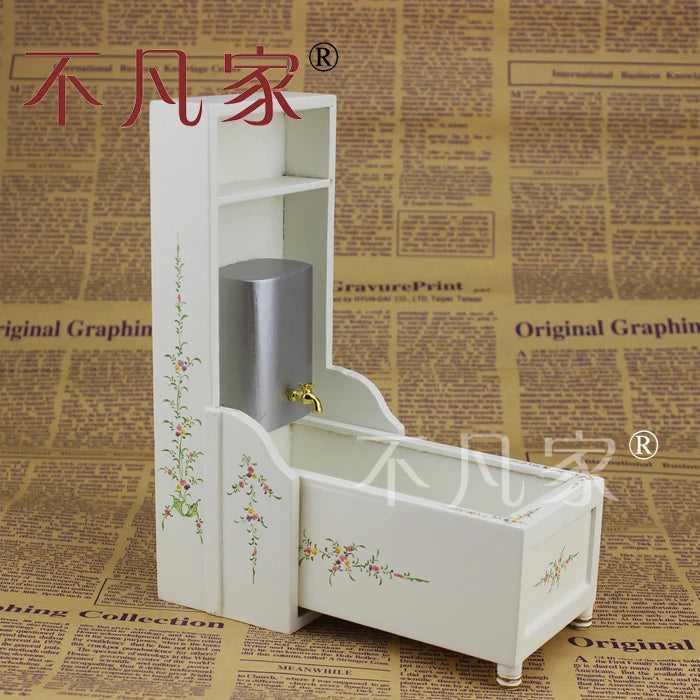 1:12 Scale Miniature Folding Bathtub Hand Painted White Dollhouse Furniture