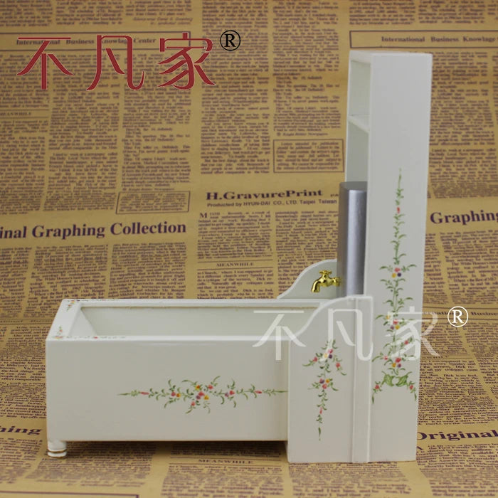 1:12 Scale Miniature Folding Bathtub Hand Painted White Dollhouse Furniture
