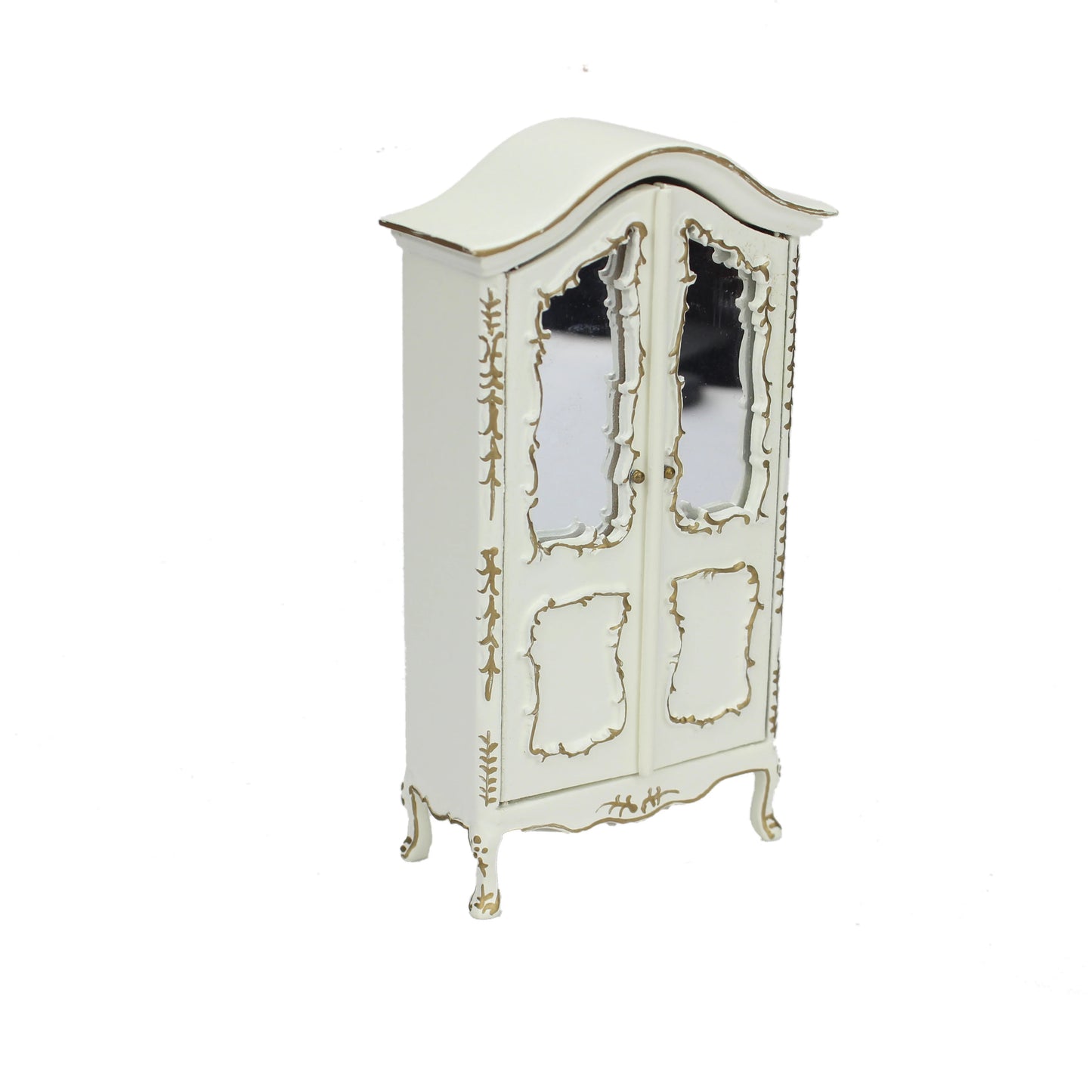 Armario de madera para casa de muñecas, hecho a mano, a escala 1:12 con detalles dorados - Muebles de boutique en miniatura