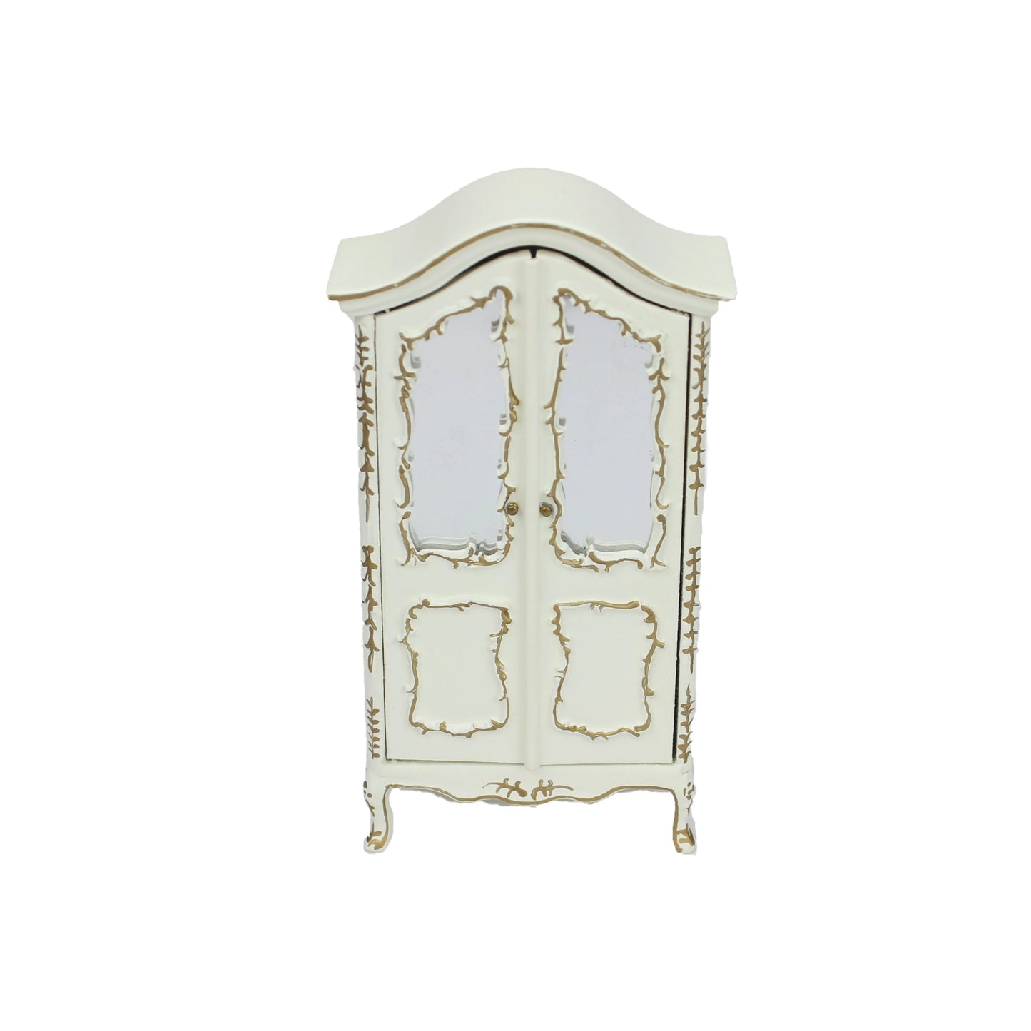 Armario de madera para casa de muñecas, hecho a mano, a escala 1:12 con detalles dorados - Muebles de boutique en miniatura
