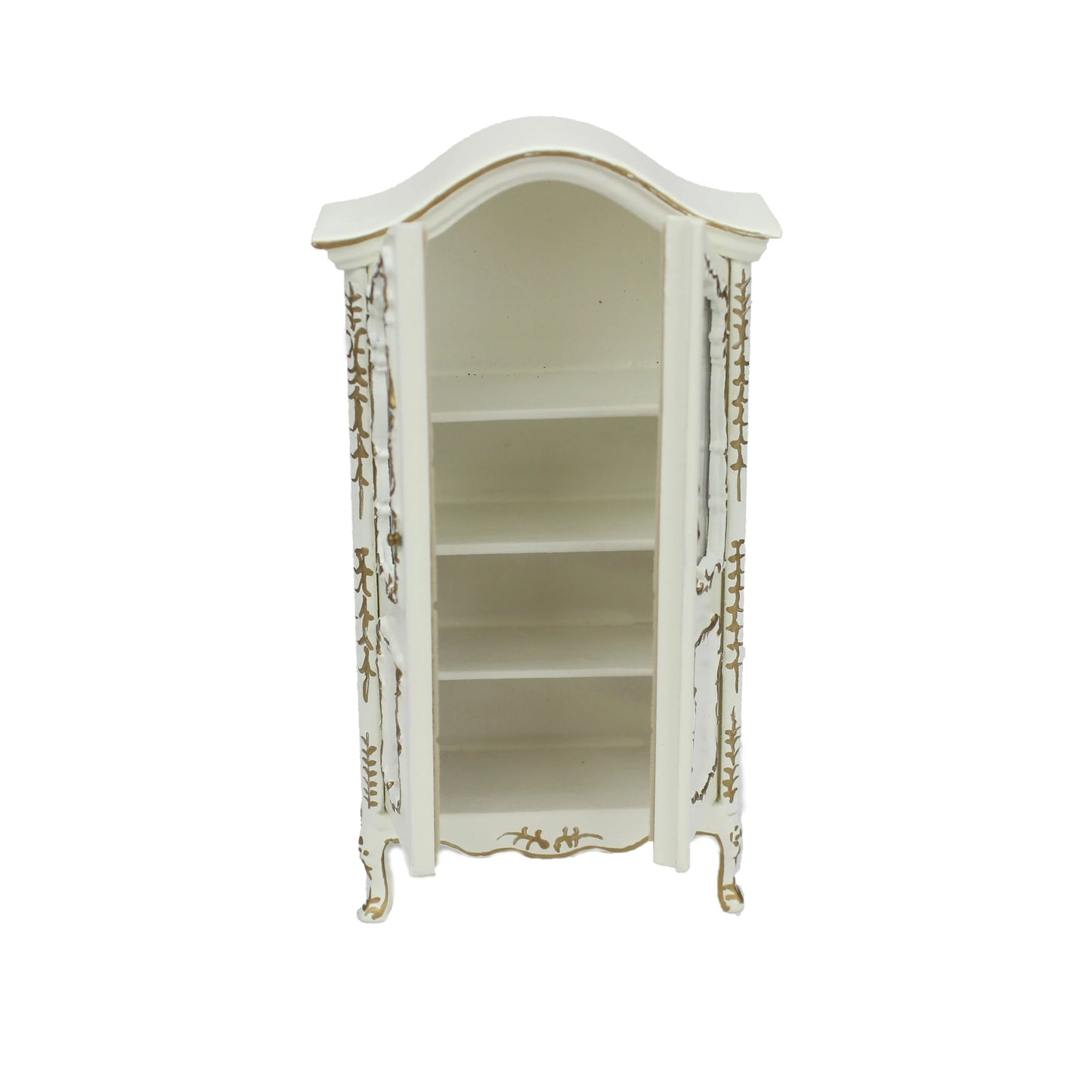 Armario de madera para casa de muñecas, hecho a mano, a escala 1:12 con detalles dorados - Muebles de boutique en miniatura