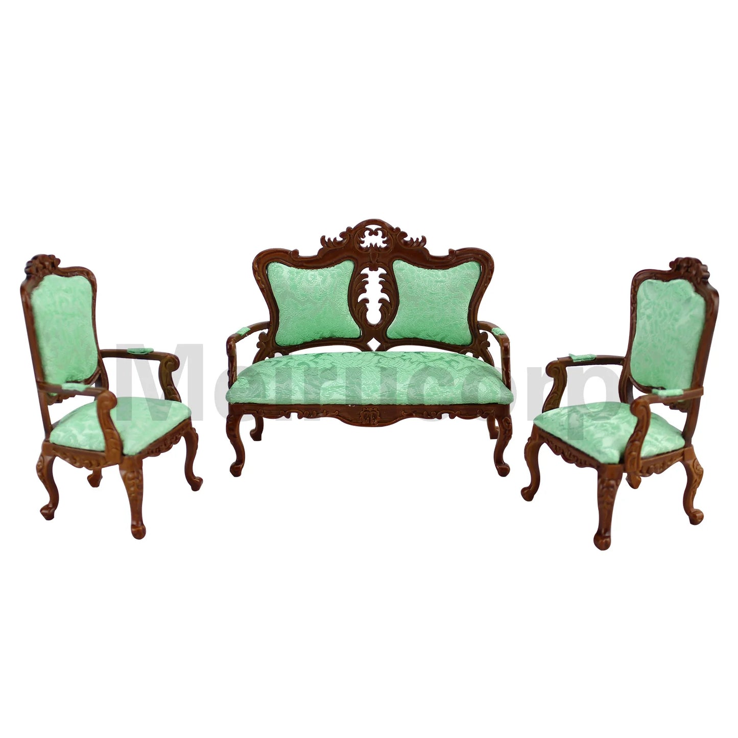 Muebles de sala de estar en miniatura a escala 1:12, sofá de madera, casa de muñecas, muebles en miniatura, modelo de nogal