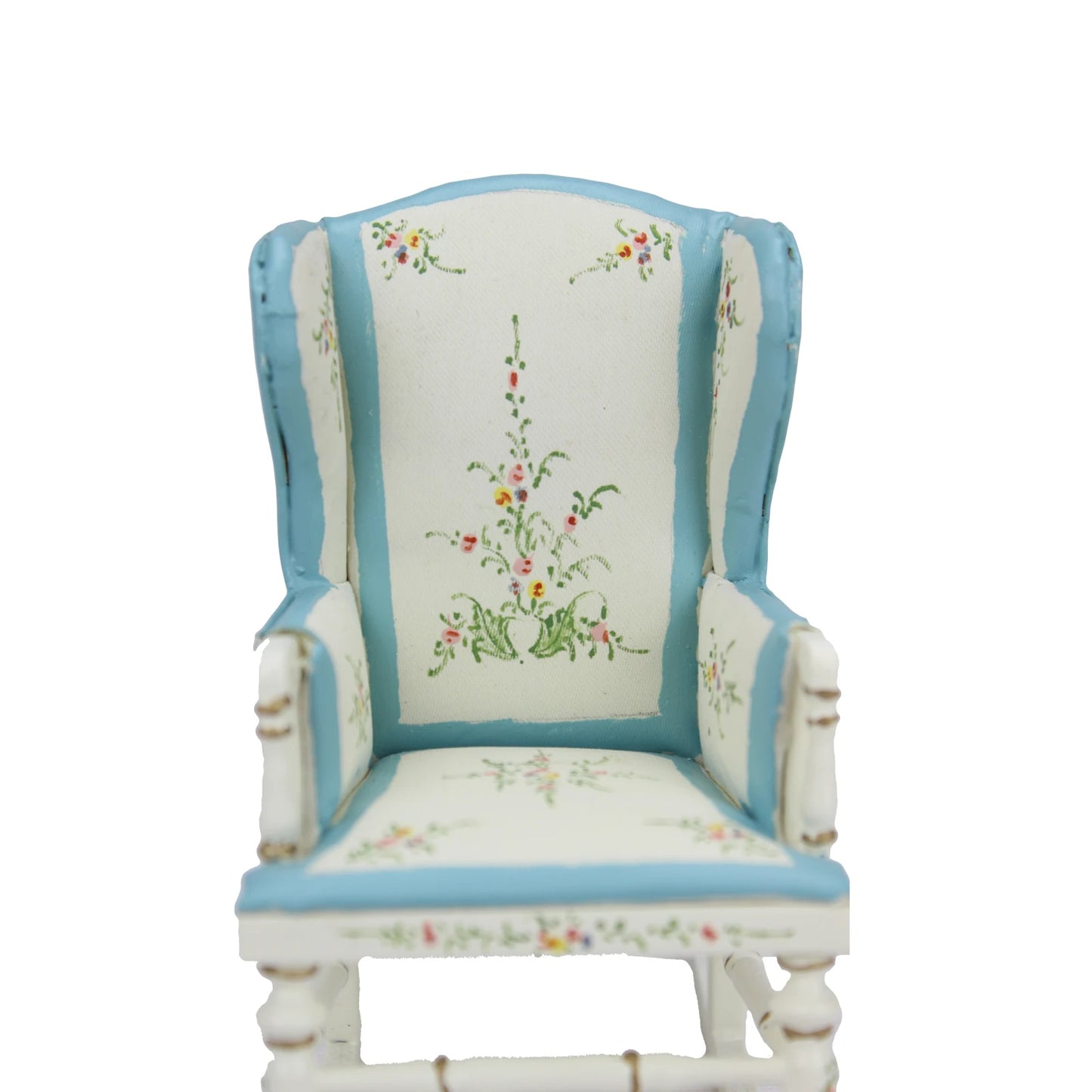 Mecedora en miniatura pintada de blanco a escala 1:12, mueble para casa de muñecas, ideal para sala de estar.