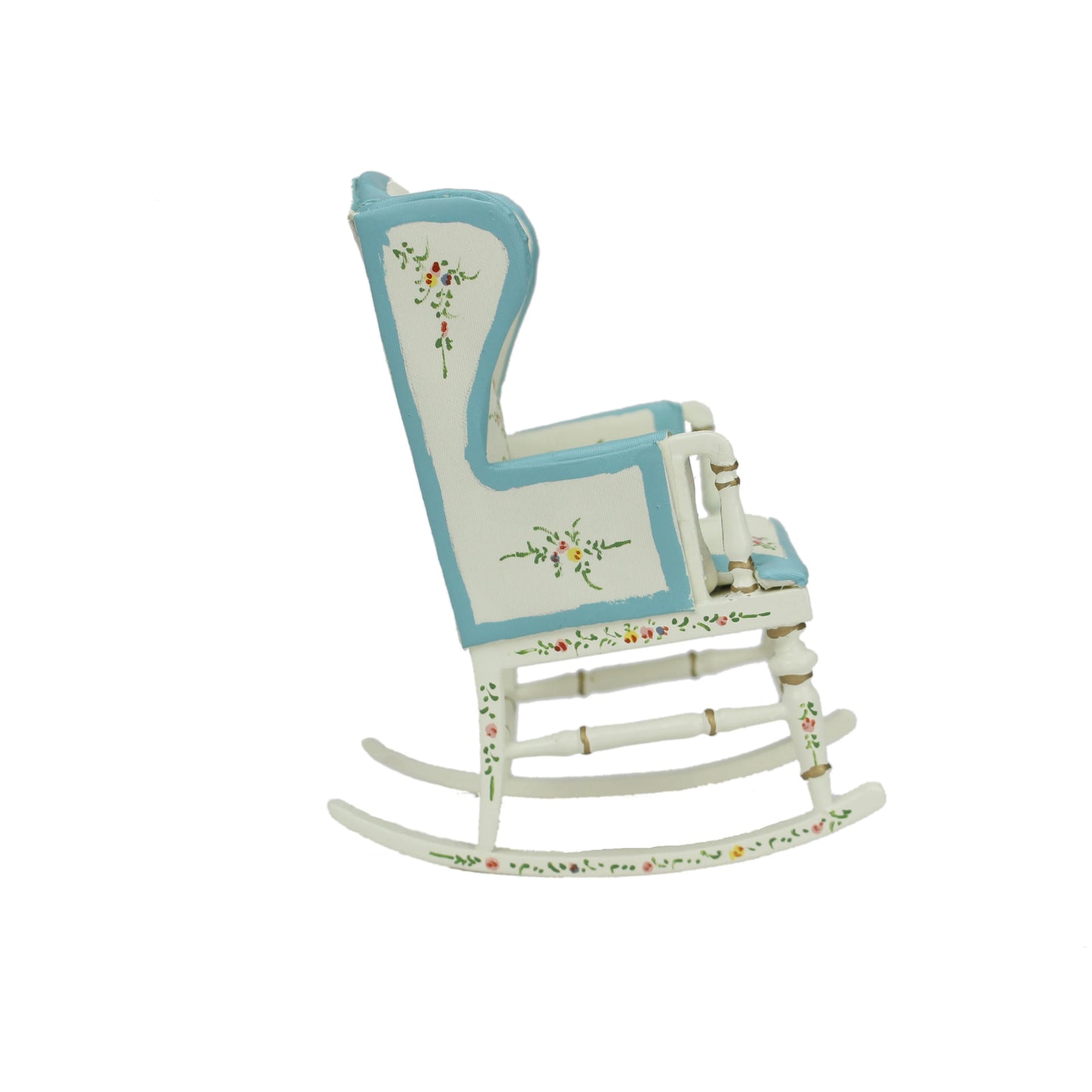 Mecedora en miniatura pintada de blanco a escala 1:12, mueble para casa de muñecas, ideal para sala de estar.