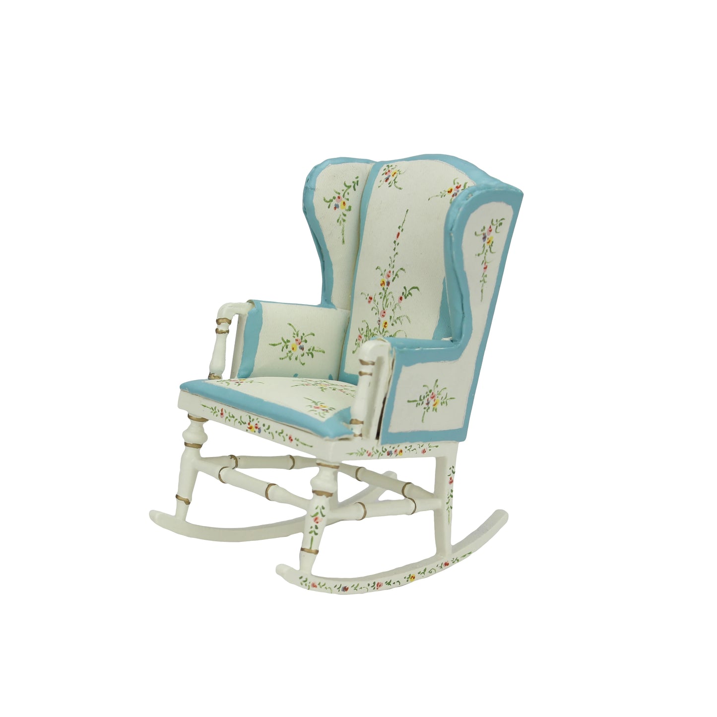 Mecedora en miniatura pintada de blanco a escala 1:12, mueble para casa de muñecas, ideal para sala de estar.