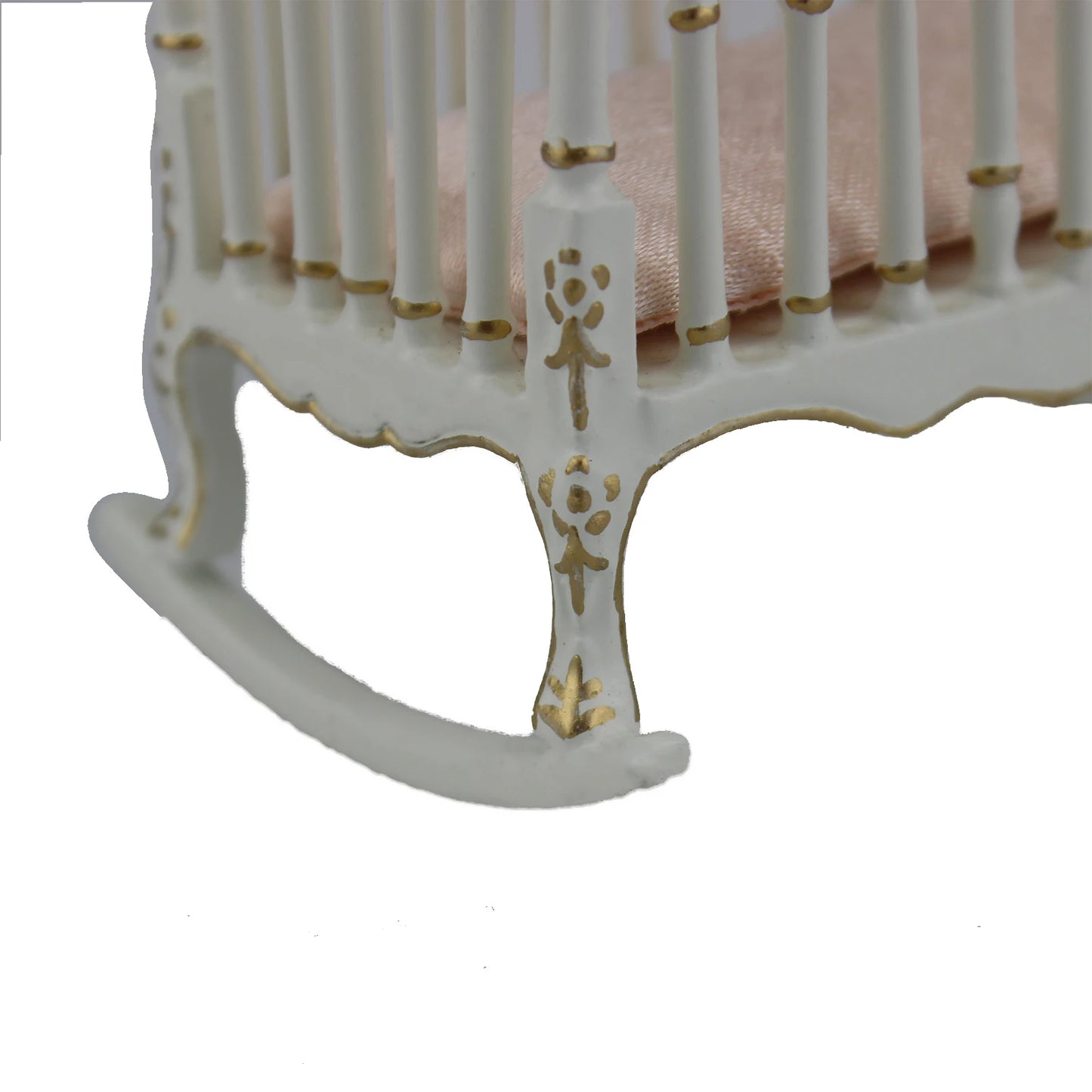 Cuna de madera blanca a escala 1:12 para muebles y accesorios de casa de muñecas