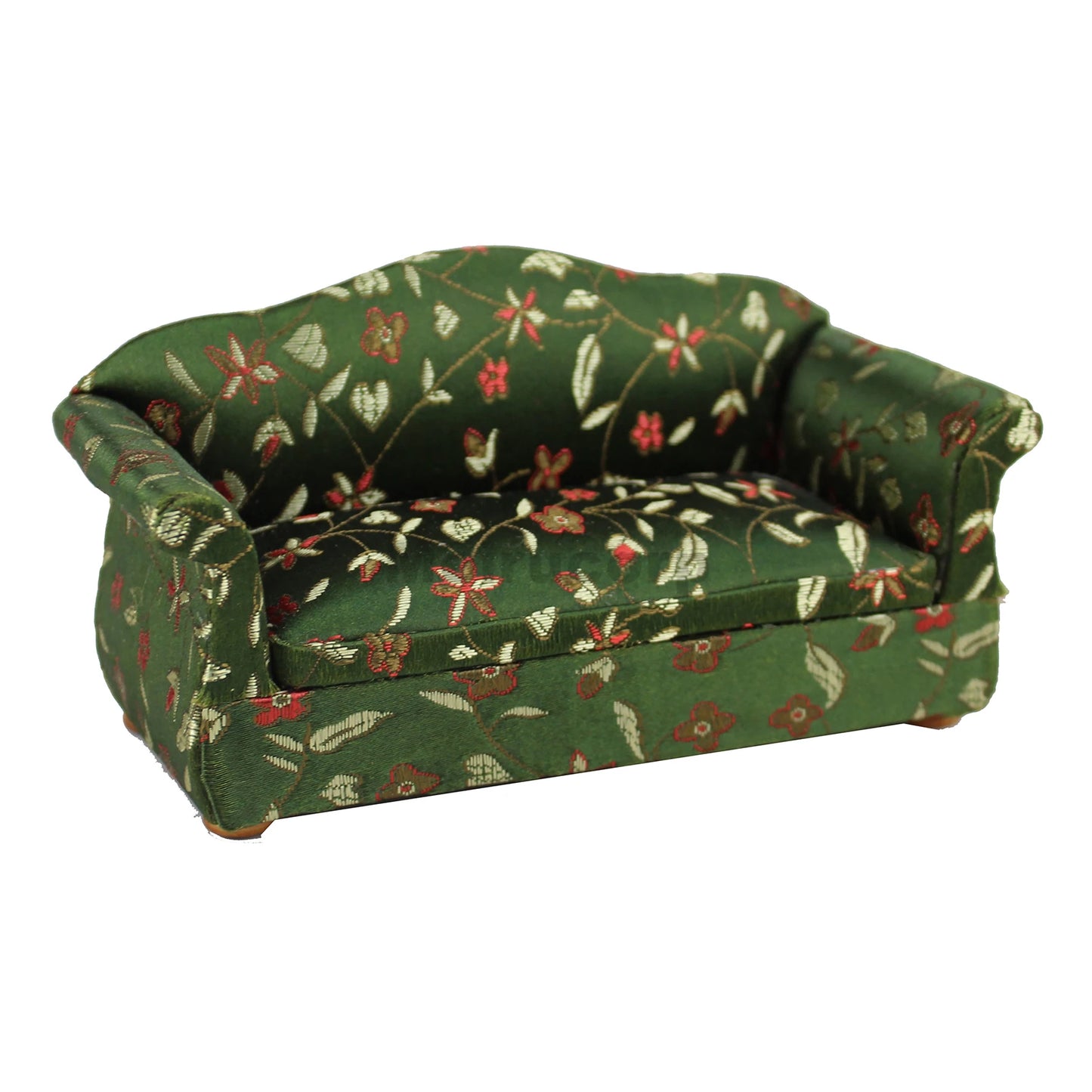 Conjunto de muebles de sala de estar para casa de muñecas a escala 1:12: sofá y silla florales de 3 piezas