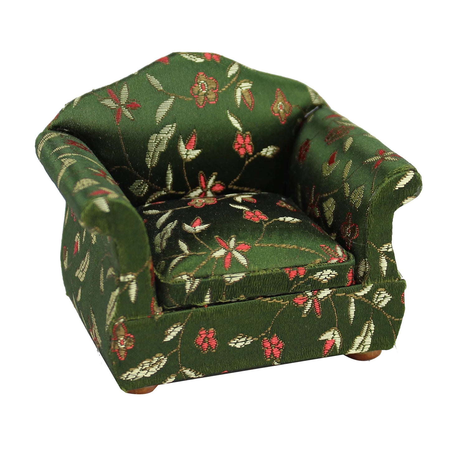 Conjunto de muebles de sala de estar para casa de muñecas a escala 1:12: sofá y silla florales de 3 piezas