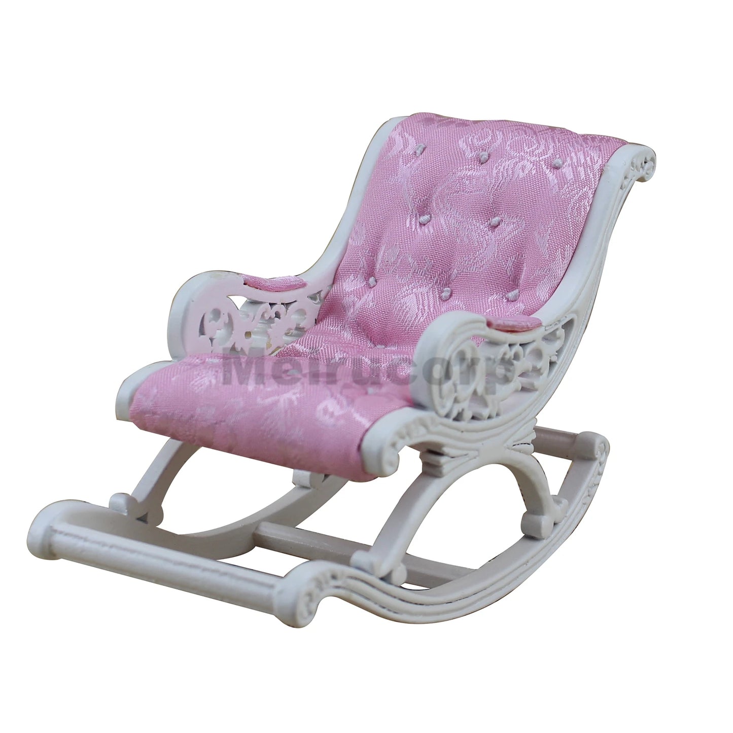 Mecedora de tela blanca en miniatura a escala 1:12, hecha a mano, para casa de muñecas, muebles para sala de estar