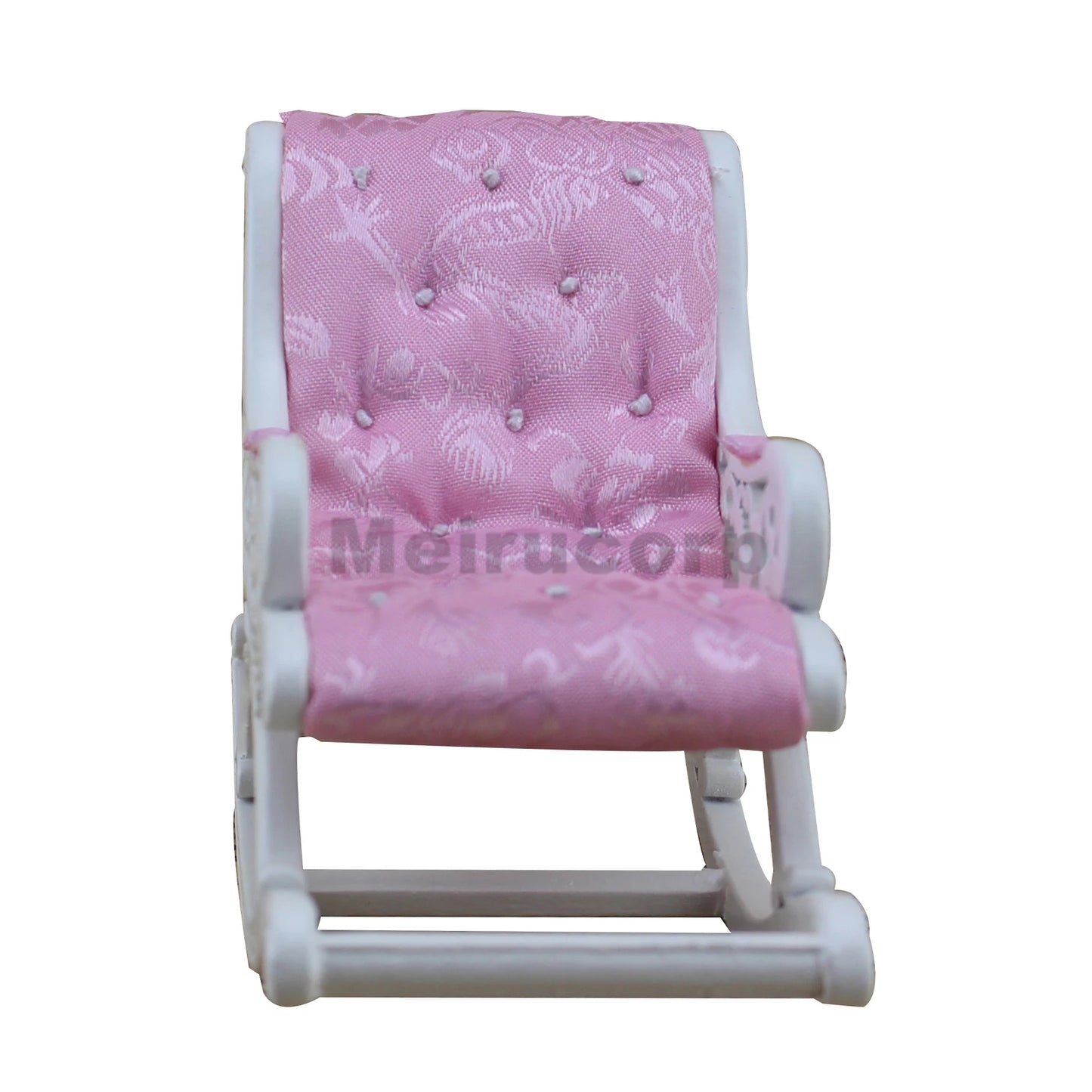 Mecedora de tela blanca en miniatura a escala 1:12, hecha a mano, para casa de muñecas, muebles para sala de estar