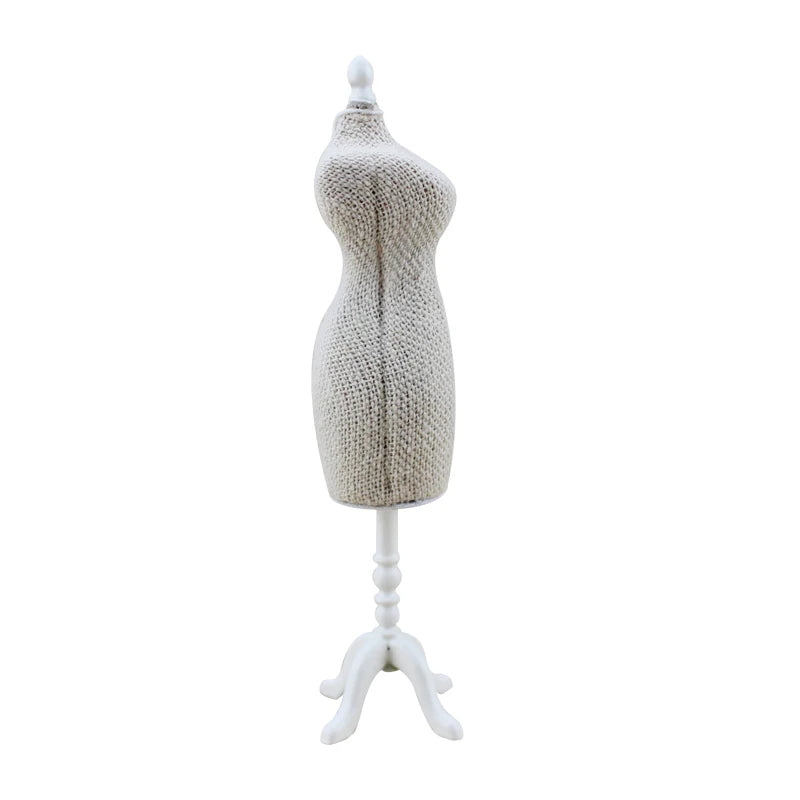 Maniquí de vestido en miniatura para casa de muñecas a escala 1:12 - Mueble decorativo blanco