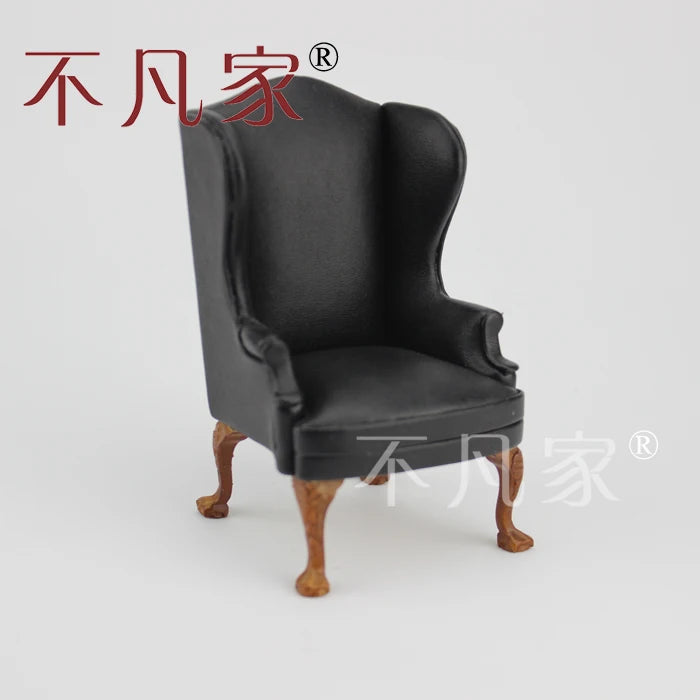 Ensemble de chaises miniatures sculptées à la main en PU noir à l'échelle 1:12 pour meubles miniatures de maison de poupée