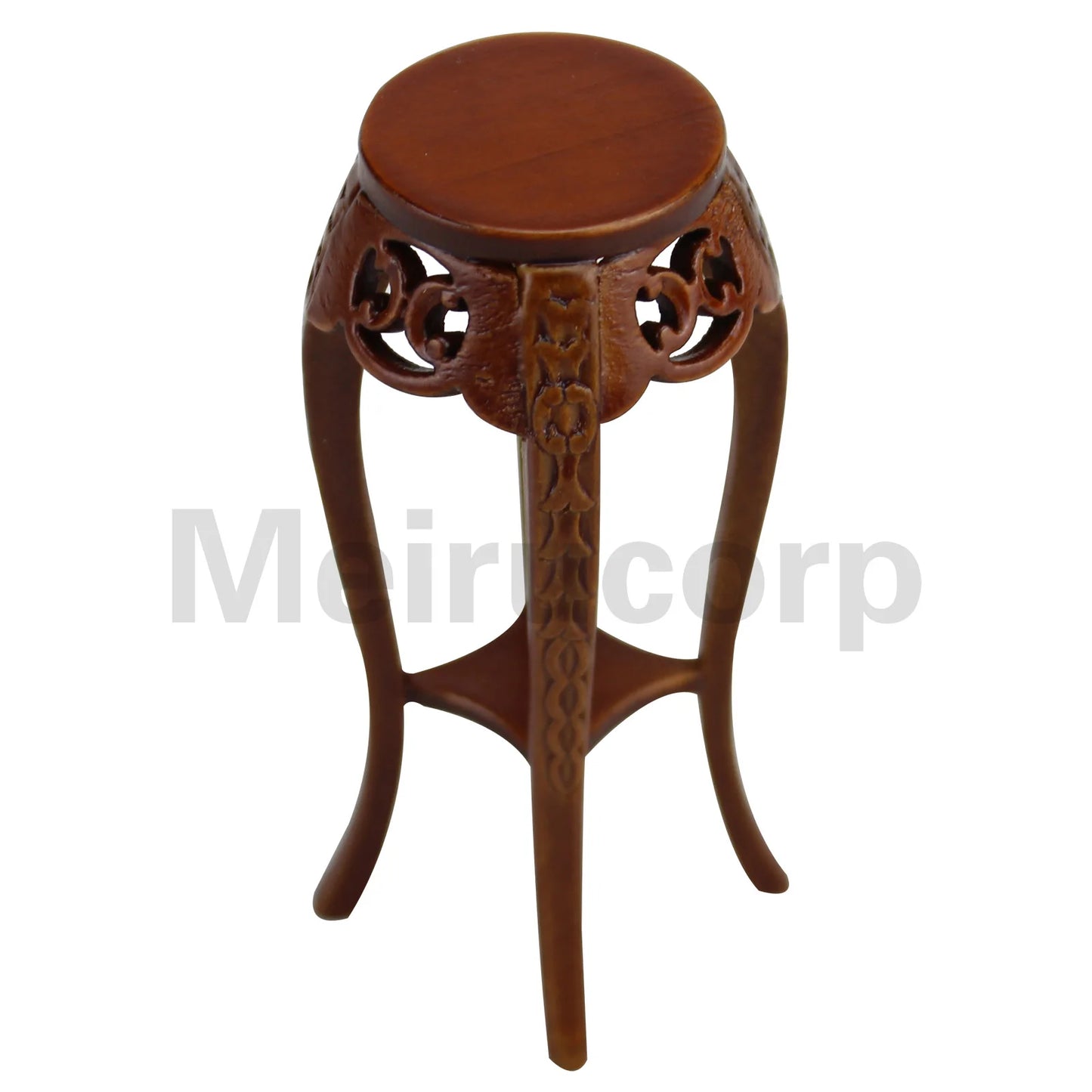 Mesa de pedestal de madera tallada a mano en miniatura a escala 1:12 para decoración de casas de muñecas