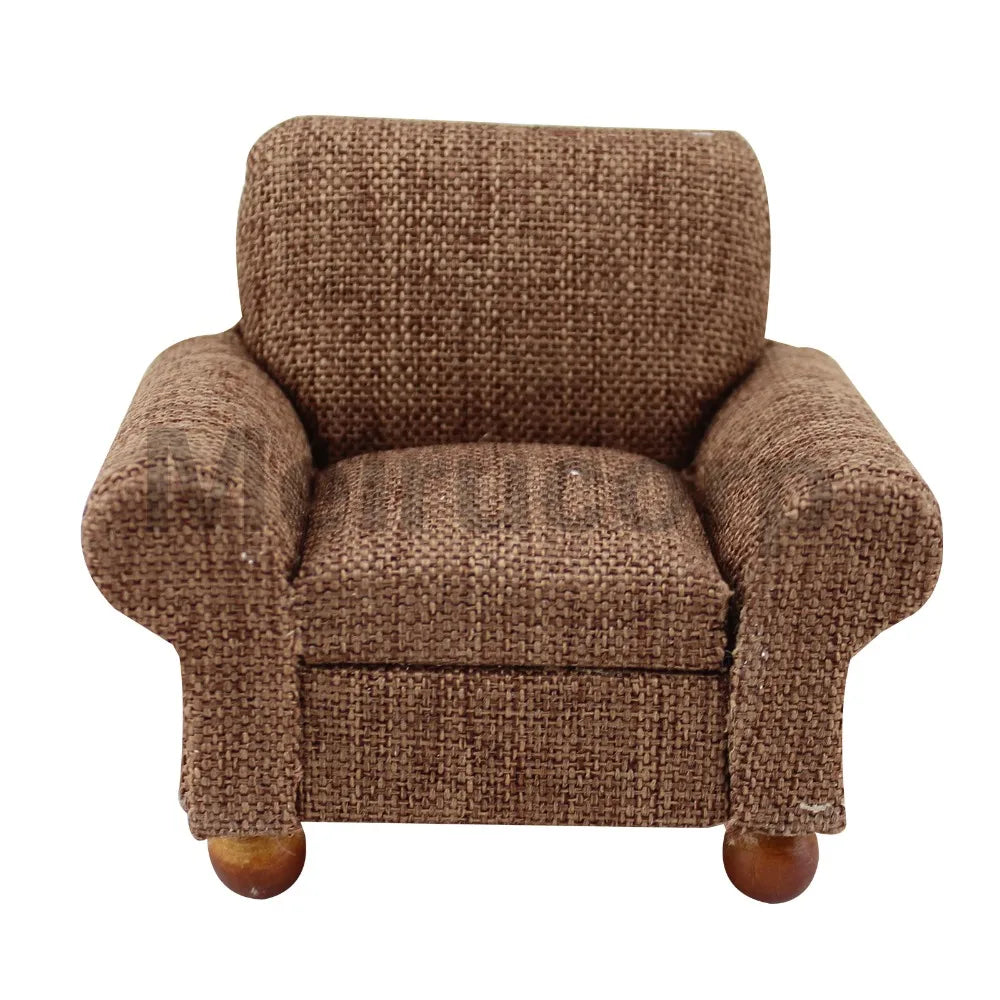 Conjunto de muebles de sala de estar para casa de muñecas a escala 1:12: Colección de 3 piezas de sofá y sillas de tela