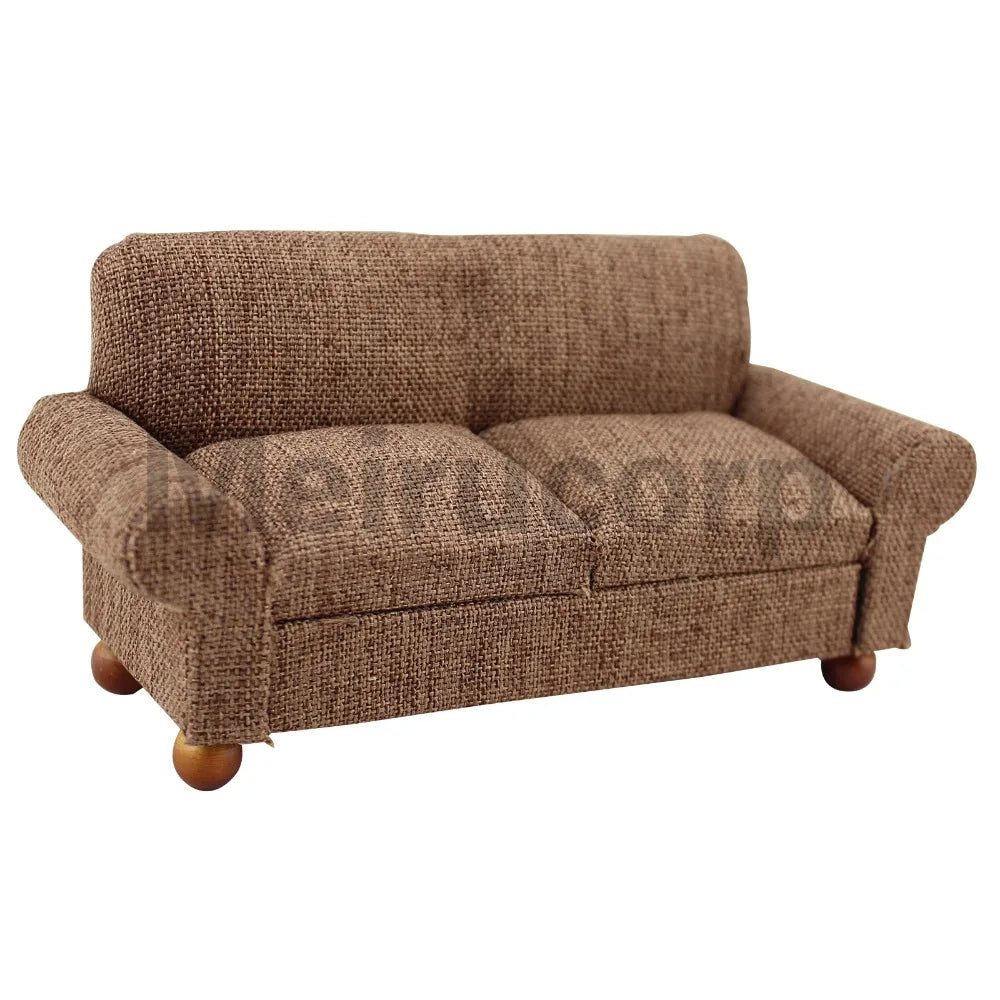 Conjunto de muebles de sala de estar para casa de muñecas a escala 1:12: Colección de 3 piezas de sofá y sillas de tela