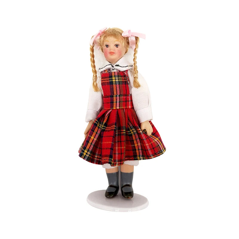 1:12 Scale Dollhouse Miniature Dolls With Display Stand For Doll House Accessories Mini Toys For Girls Boys