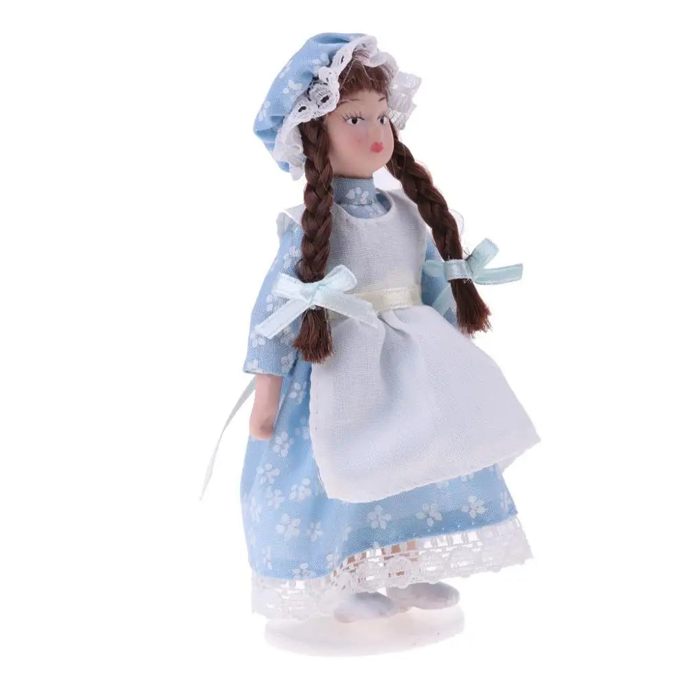 1:12 Scale Dollhouse Miniature Dolls With Display Stand For Doll House Accessories Mini Toys For Girls Boys
