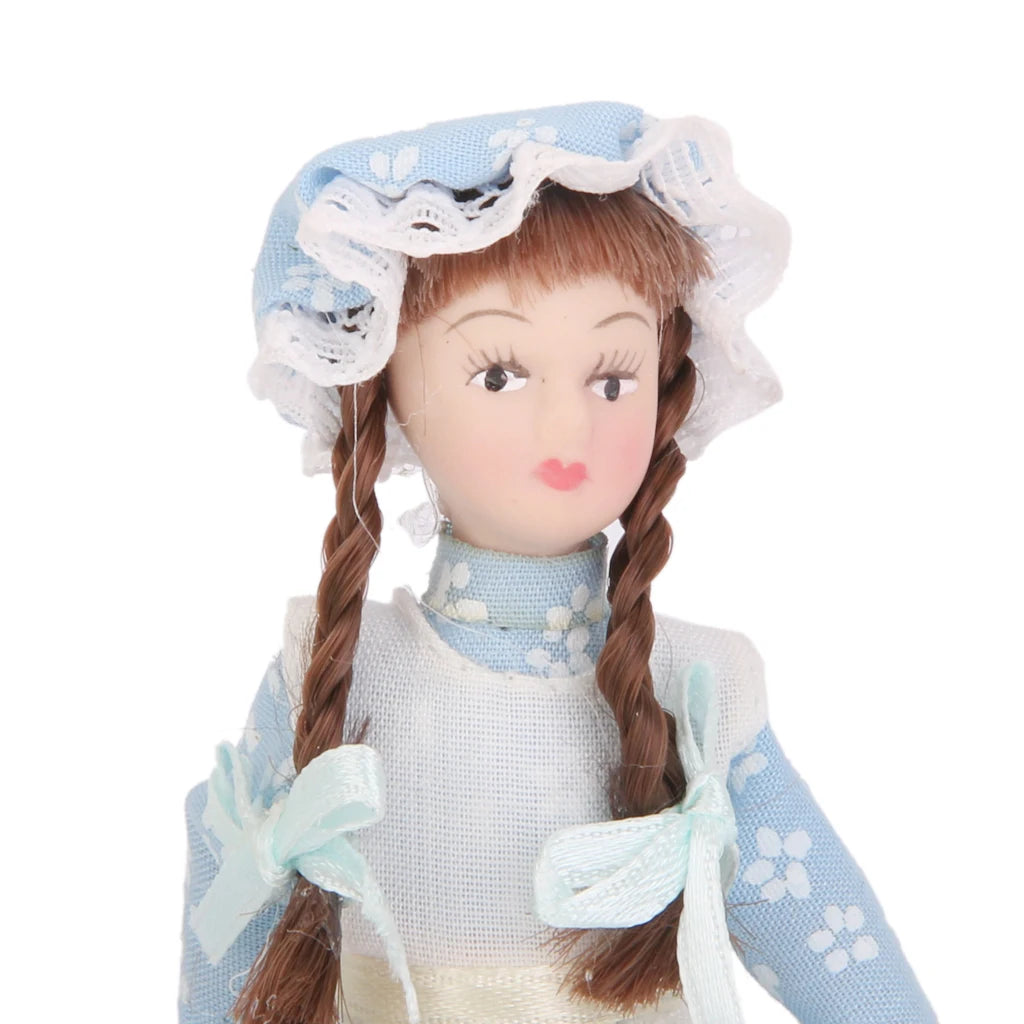 1:12 Scale Dollhouse Miniature Dolls With Display Stand For Doll House Accessories Mini Toys For Girls Boys